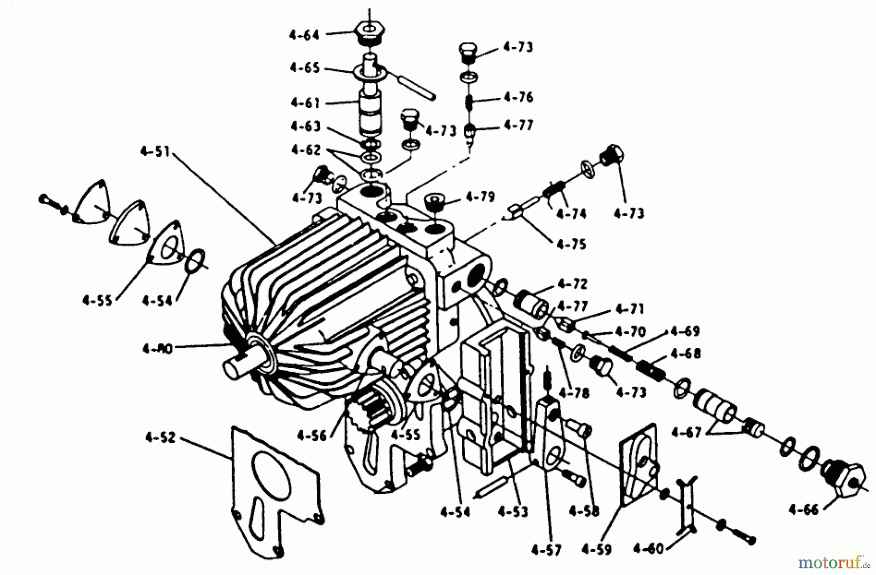  Toro Neu Mowers, Lawn & Garden Tractor Seite 1 1-0465 - Toro 12 hp Automatic Tractor, 1973 PARTS LIST FOR 4.050 HYDROGEAR (PLATE 4.4)