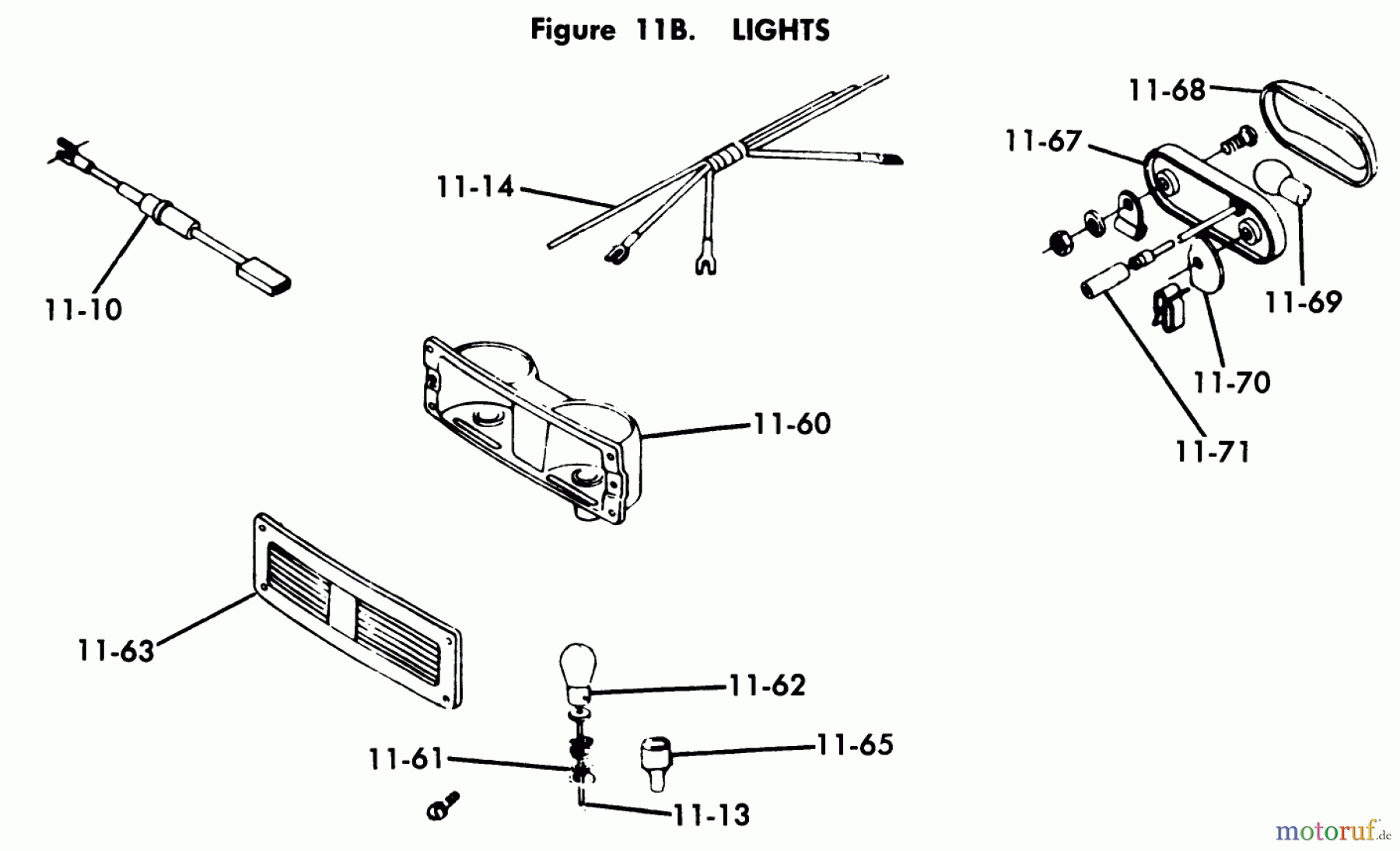 Toro Neu Mowers, Lawn & Garden Tractor Seite 1 1-0491 (C-120) - Toro C-120 Automatic Tractor, 1975 11.060 LIGHTS (FIG. 11B)