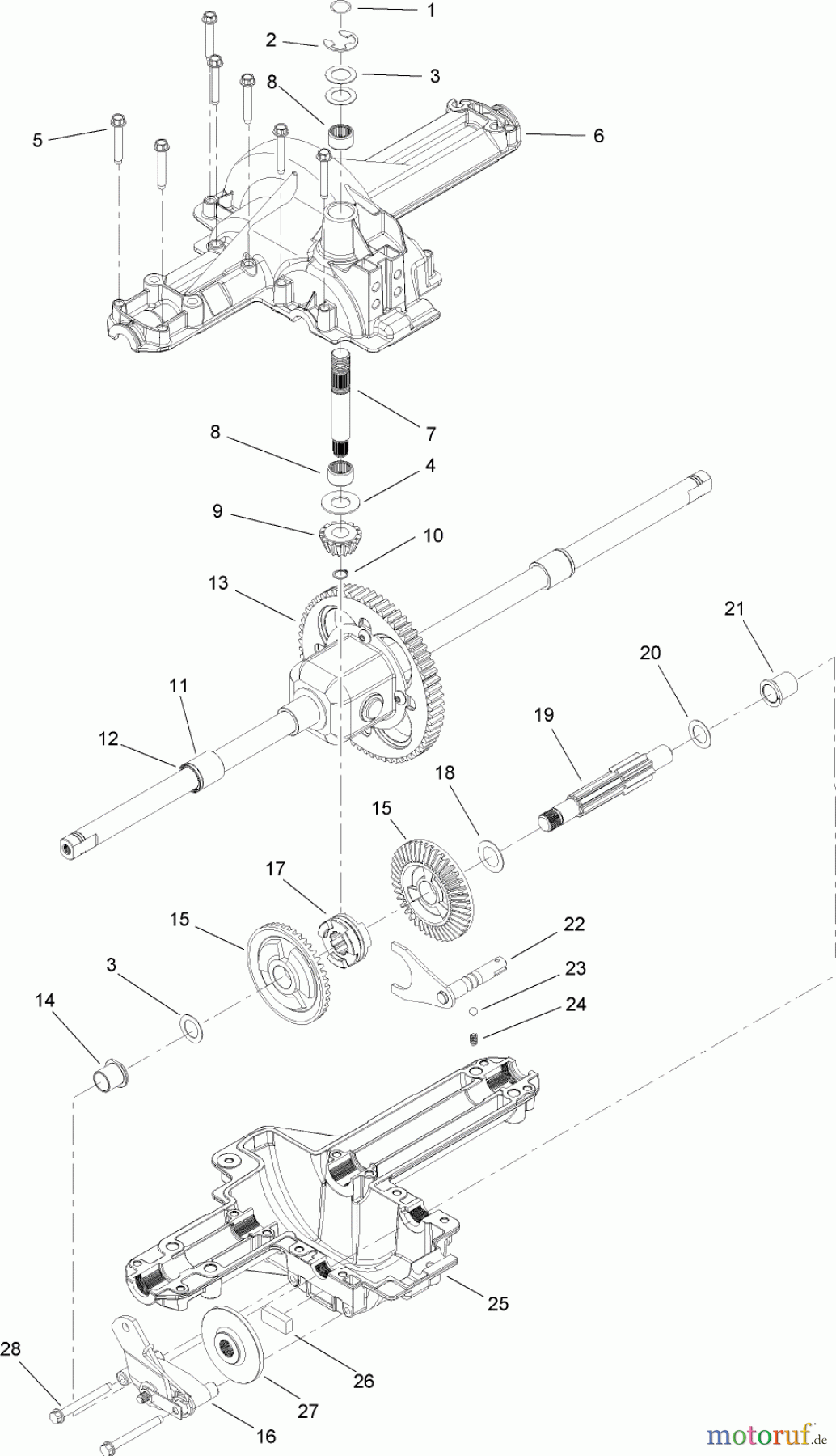  Toro Neu Mowers, Lawn & Garden Tractor Seite 1 13AX60RG544 (LX420) - Toro LX420 Lawn Tractor, 2006 (1L215B10000-) SINGLE SPEED TRANSMISSION ASSEMBLY NO. 112-0368
