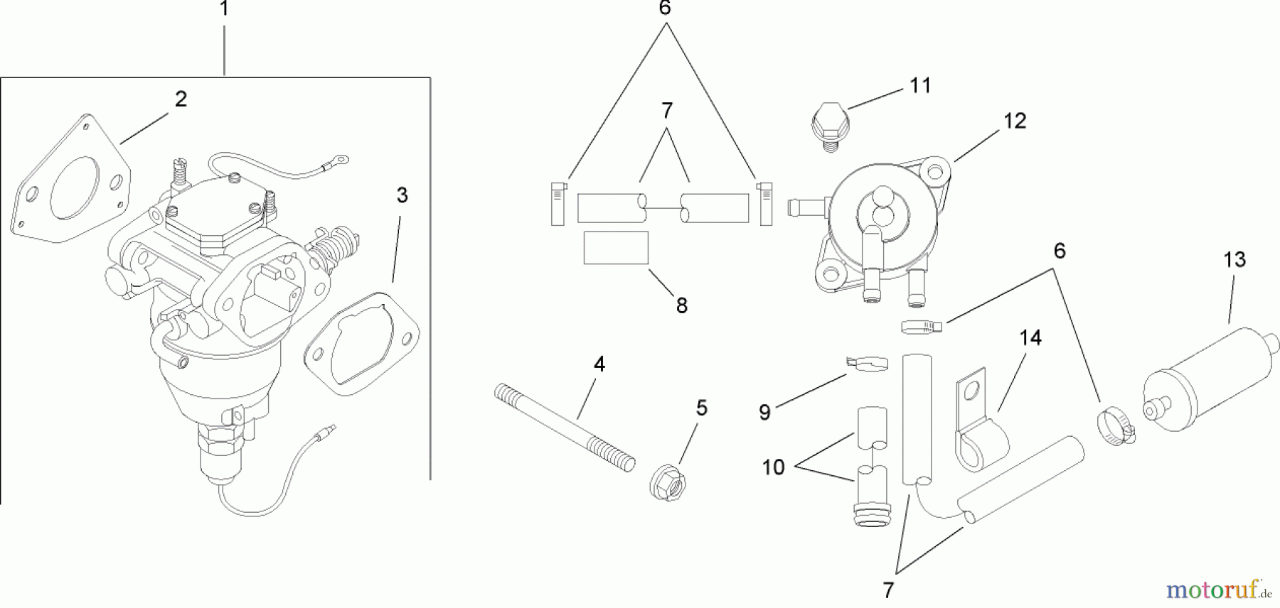  Toro Neu Mowers, Lawn & Garden Tractor Seite 1 14AP80RP544 (GT2100) - Toro GT2100 Garden Tractor, 2006 (1A136H30000-) FUEL SYSTEM ASSEMBLY KOHLER SV720-0017