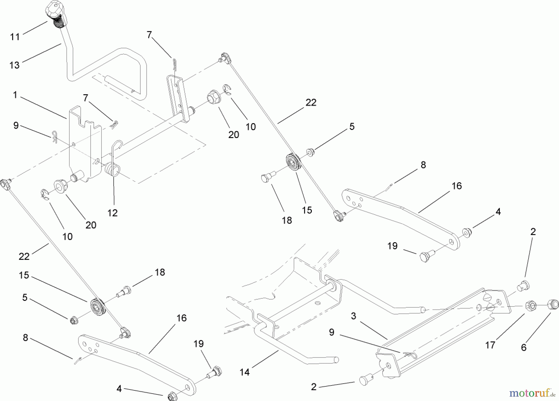  Toro Neu Mowers, Lawn & Garden Tractor Seite 1 14AQ81RP544 (GT2200) - Toro GT2200 Garden Tractor, 2006 (1A136H30000-) DECK LIFT ARM ASSEMBLY