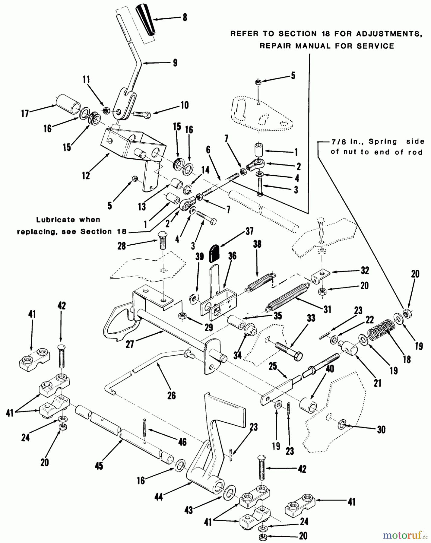  Toro Neu Mowers, Lawn & Garden Tractor Seite 1 22-13KE01 (252-H) - Toro 252-H Tractor, 1988 CLUTCH, BRAKE AND SPEED CONTROL LINKAGE #1