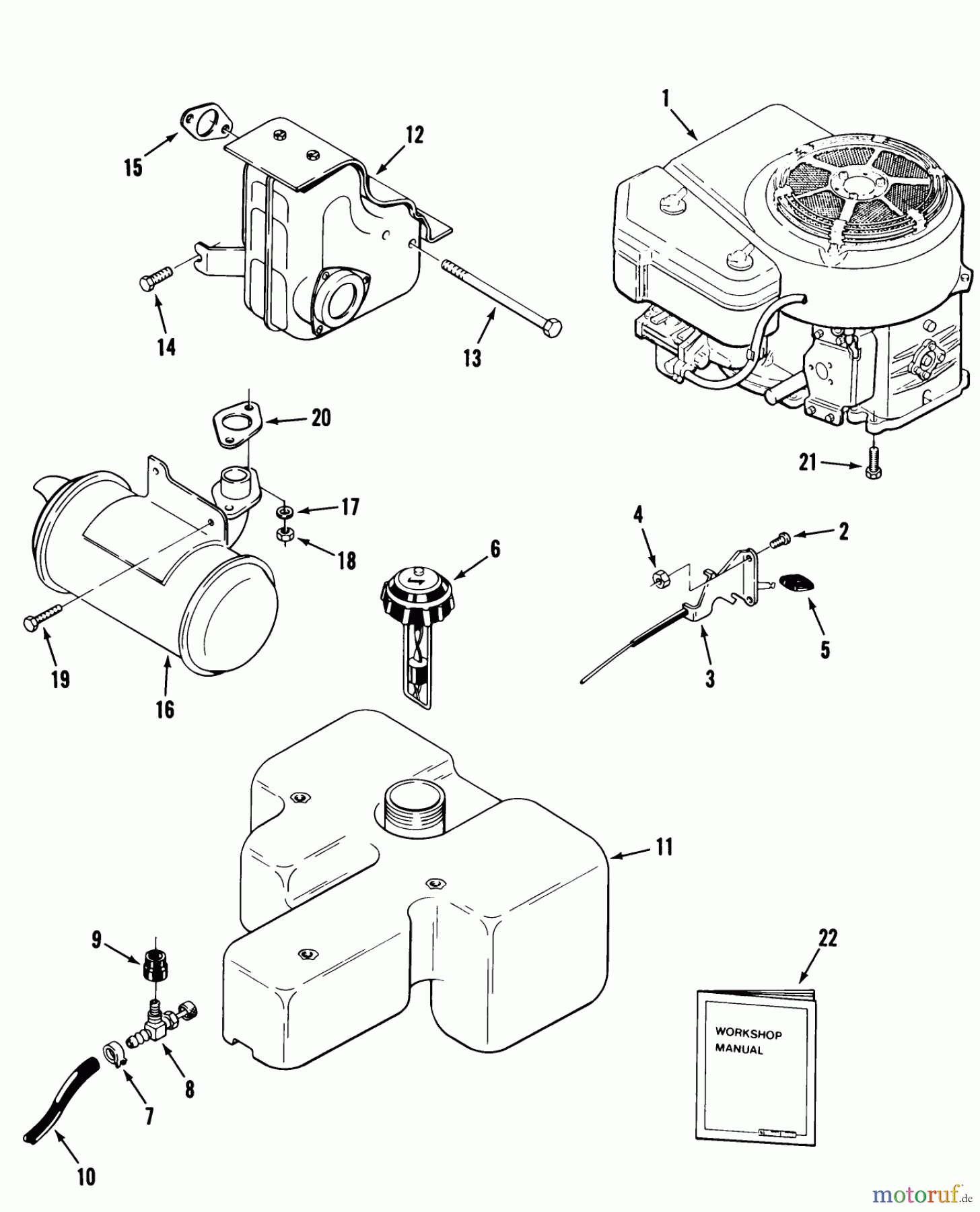  Toro Neu Mowers, Lawn & Garden Tractor Seite 1 22-13KE01 (252-H) - Toro 252-H Tractor, 1988 ENGINE, FUEL & EXHAUST SYSTEMS