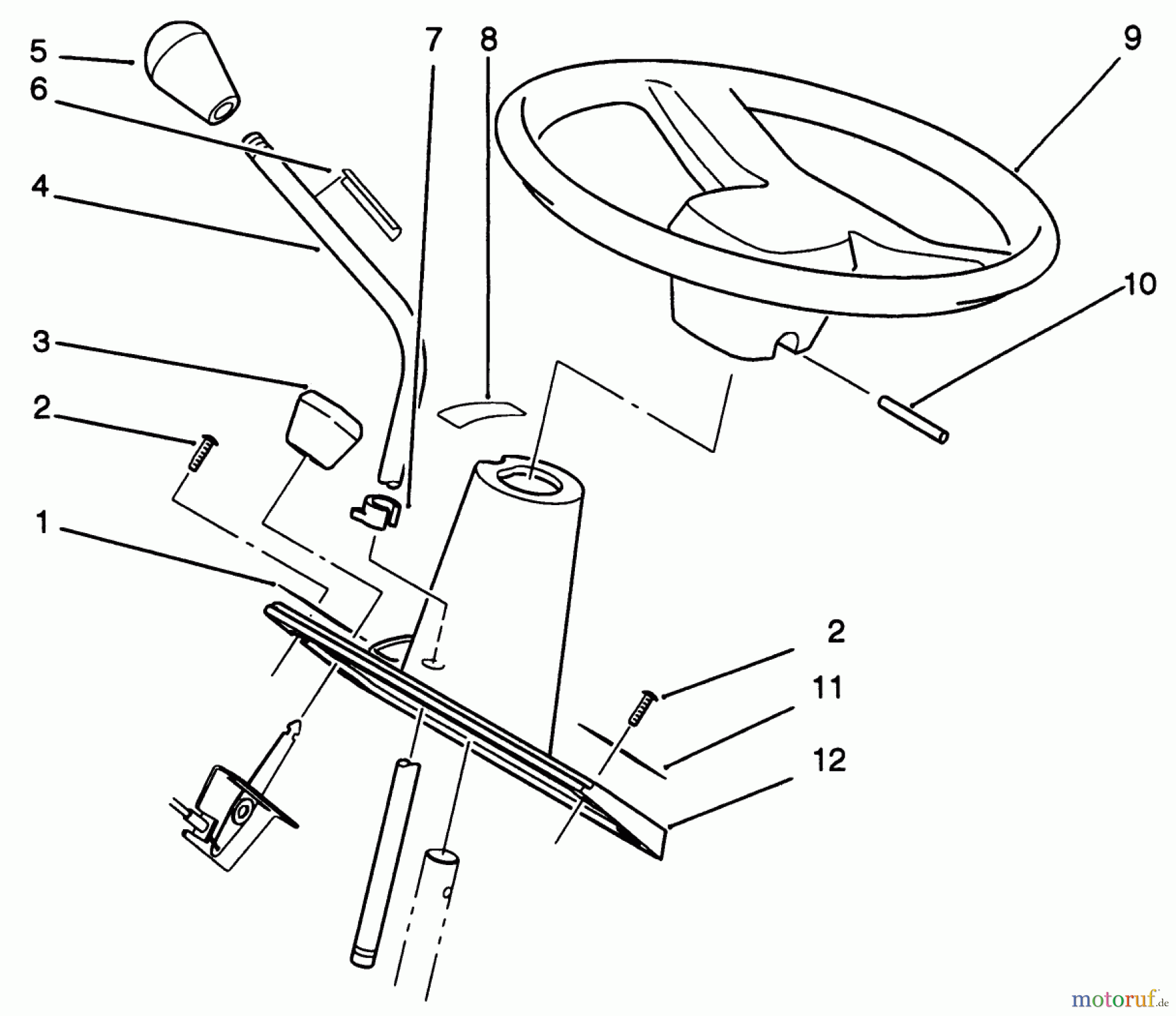  Toro Neu Mowers, Lawn & Garden Tractor Seite 1 22-14OE02 (244-H) - Toro 244-H Yard Tractor, 1992 (2000001-2999999) STEERING WHEEL AND CONSOLE ASSEMBLY
