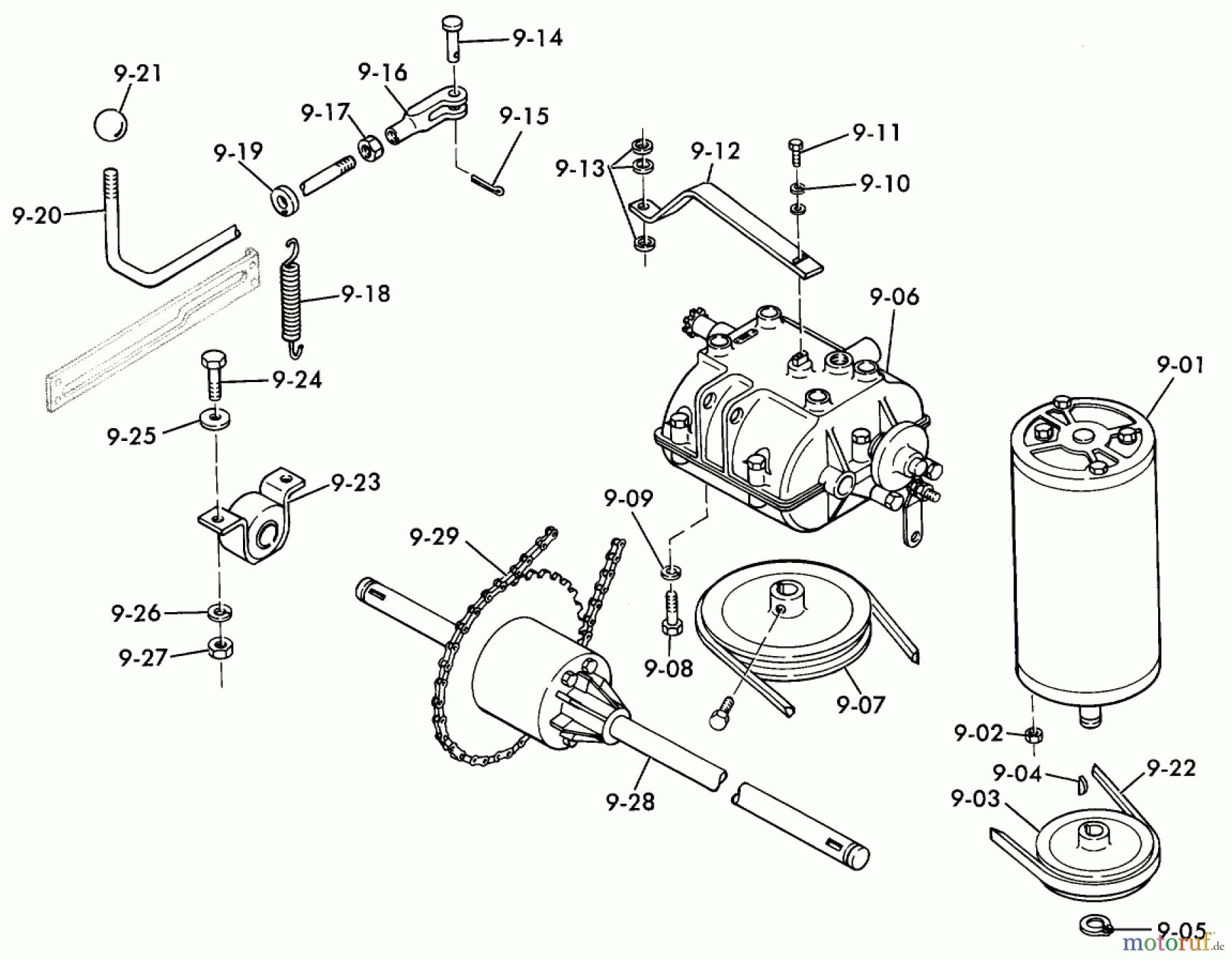  Toro Neu Mowers, Lawn & Garden Tractor Seite 1 3-6000 (A-65) - Toro A-65 Elec-Trak, 1976 A-65 PARTS MANUAL E9.000 MOTOR, TRANSMISSION AND DRIVE SYSTEM (FIG. 9)