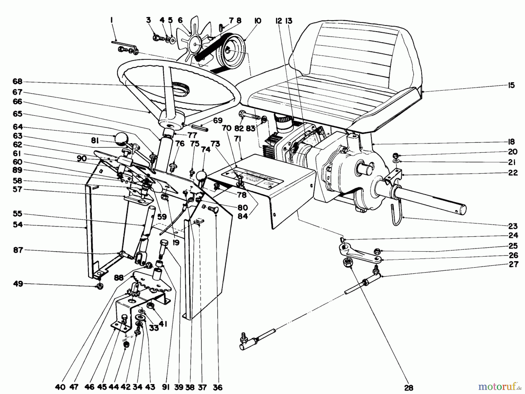  Toro Neu Mowers, Lawn & Garden Tractor Seite 1 55152 (888) - Toro 888 Toromatic Tractor, 1970 (0000001-0999999) DASH AND TRANSAXLE ASSEMBLY