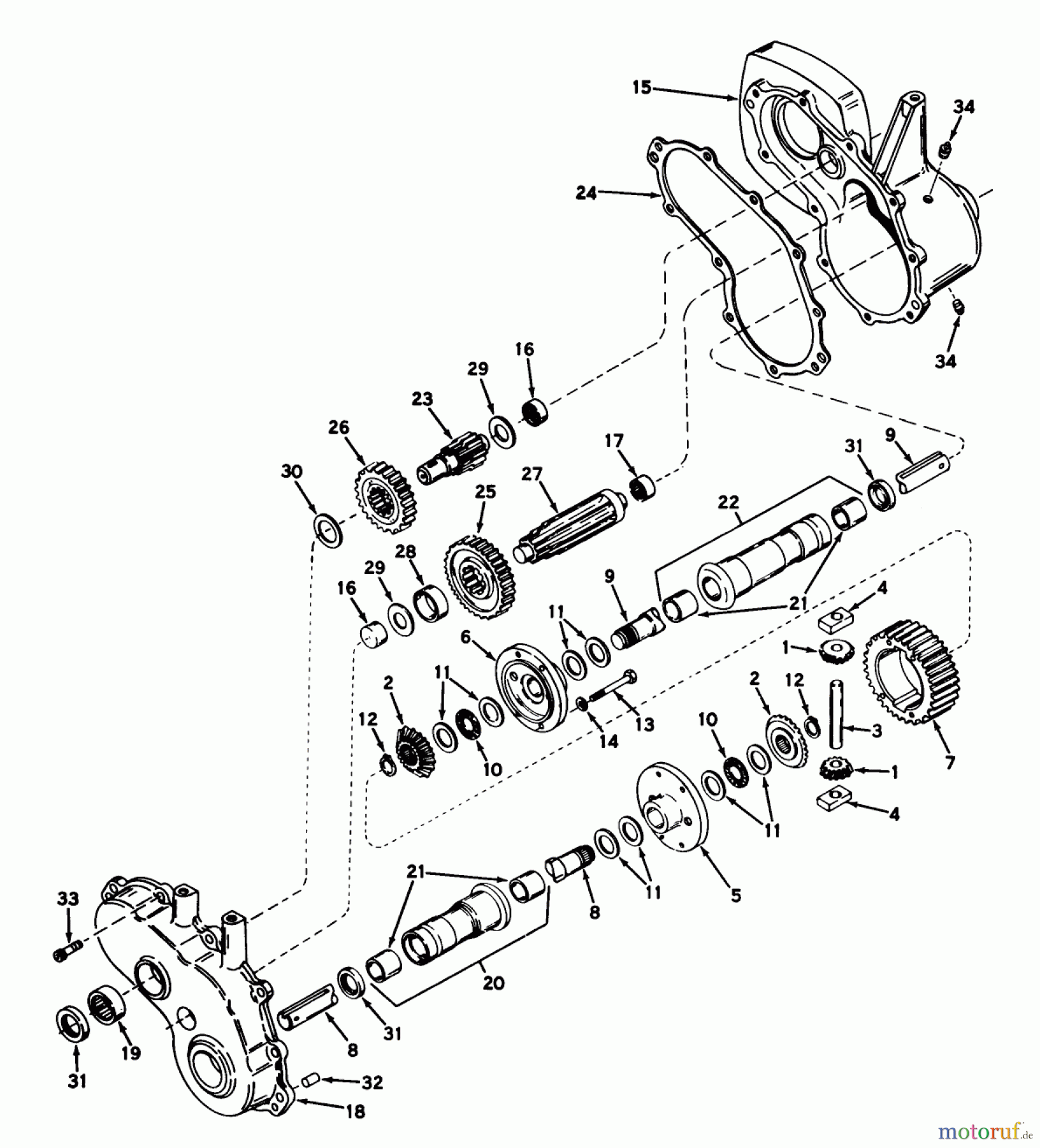  Toro Neu Mowers, Lawn & Garden Tractor Seite 1 55152 (888) - Toro 888 Toromatic Tractor, 1970 (0000001-0999999) TRANSAXLE MODEL NO. 1302 ASSEMBLY