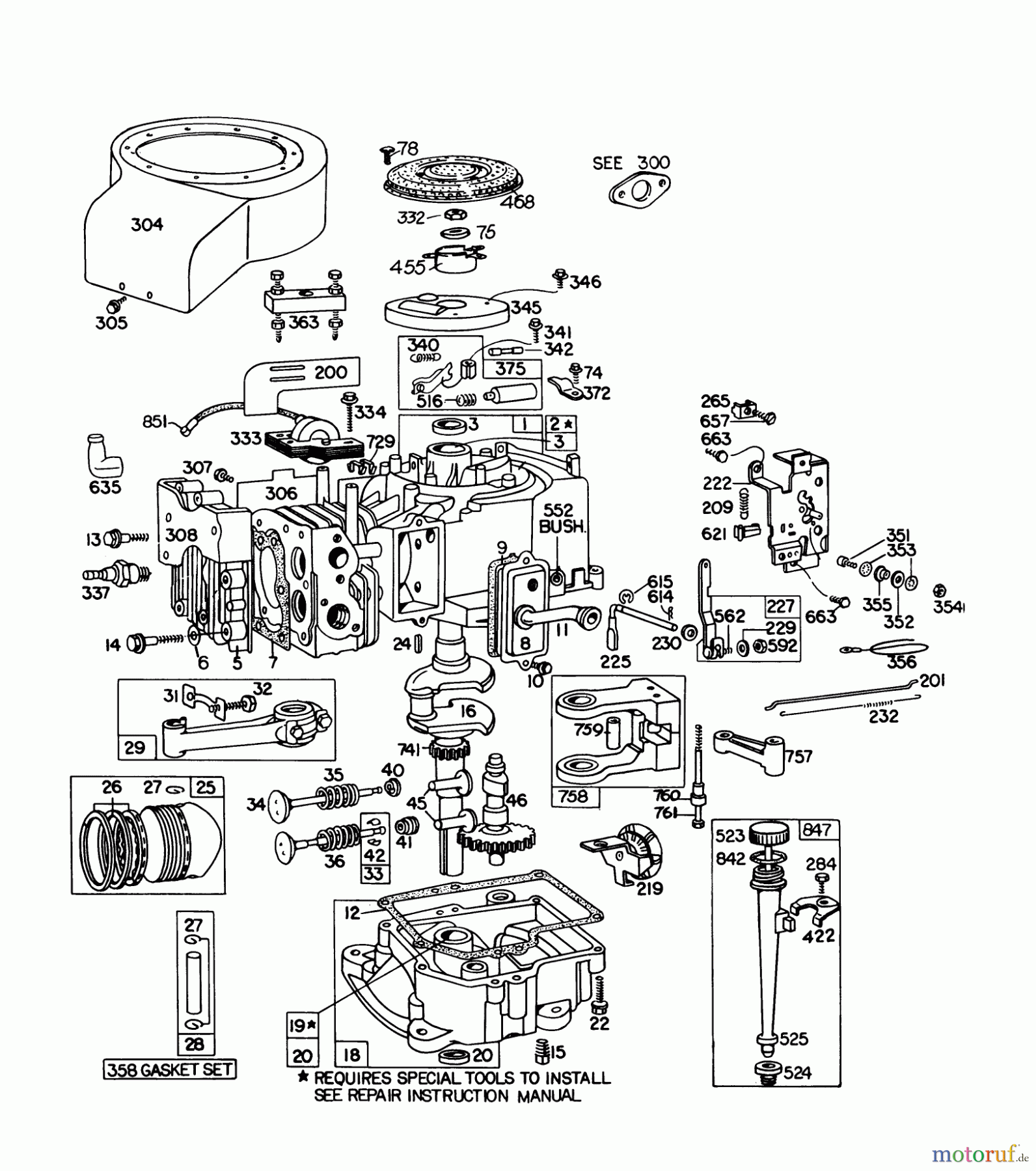  Toro Neu Mowers, Lawn & Garden Tractor Seite 1 57300 (8-32) - Toro 8-32 Front Engine Rider, 1978 (8000001-8999999) ENGINE BRIGGS & STRATTON MODEL 191707-5633-01 (MODEL 57300)