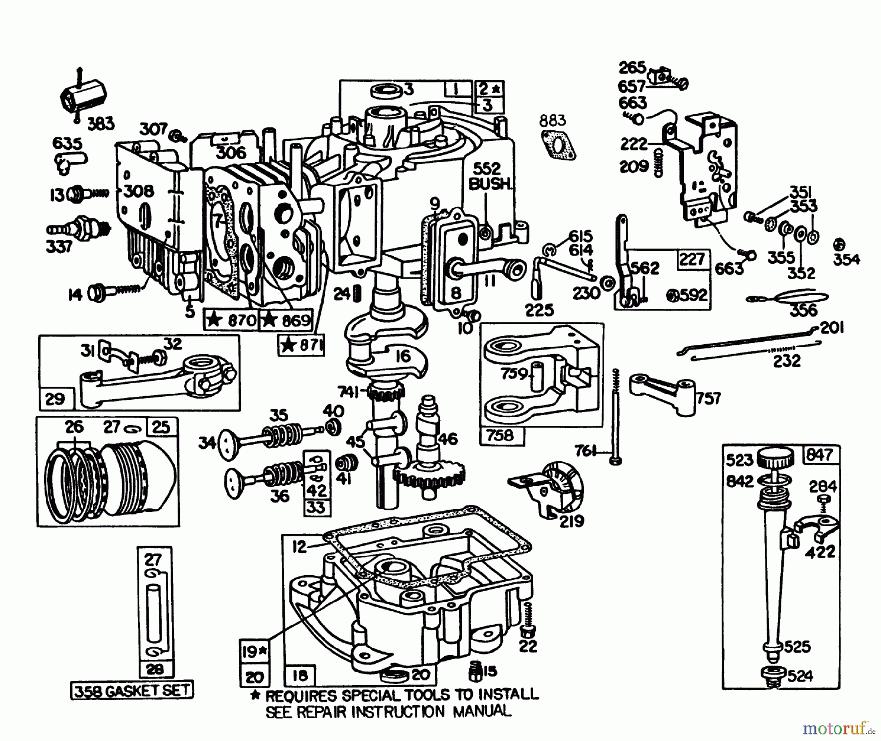  Toro Neu Mowers, Lawn & Garden Tractor Seite 1 57300 (8-32) - Toro 8-32 Front Engine Rider, 1984 (4000001-4999999) ENGINE BRIGGS & STRATTON MODEL 191707-5816-01 (MODEL 57300)