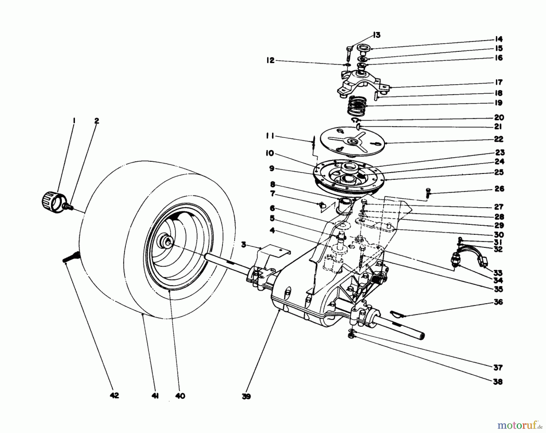  Toro Neu Mowers, Lawn & Garden Tractor Seite 1 57300 (8-32) - Toro 8-32 Front Engine Rider, 1984 (4000001-4999999) TRANSAXLE & CLUTCH ASSEMBLY