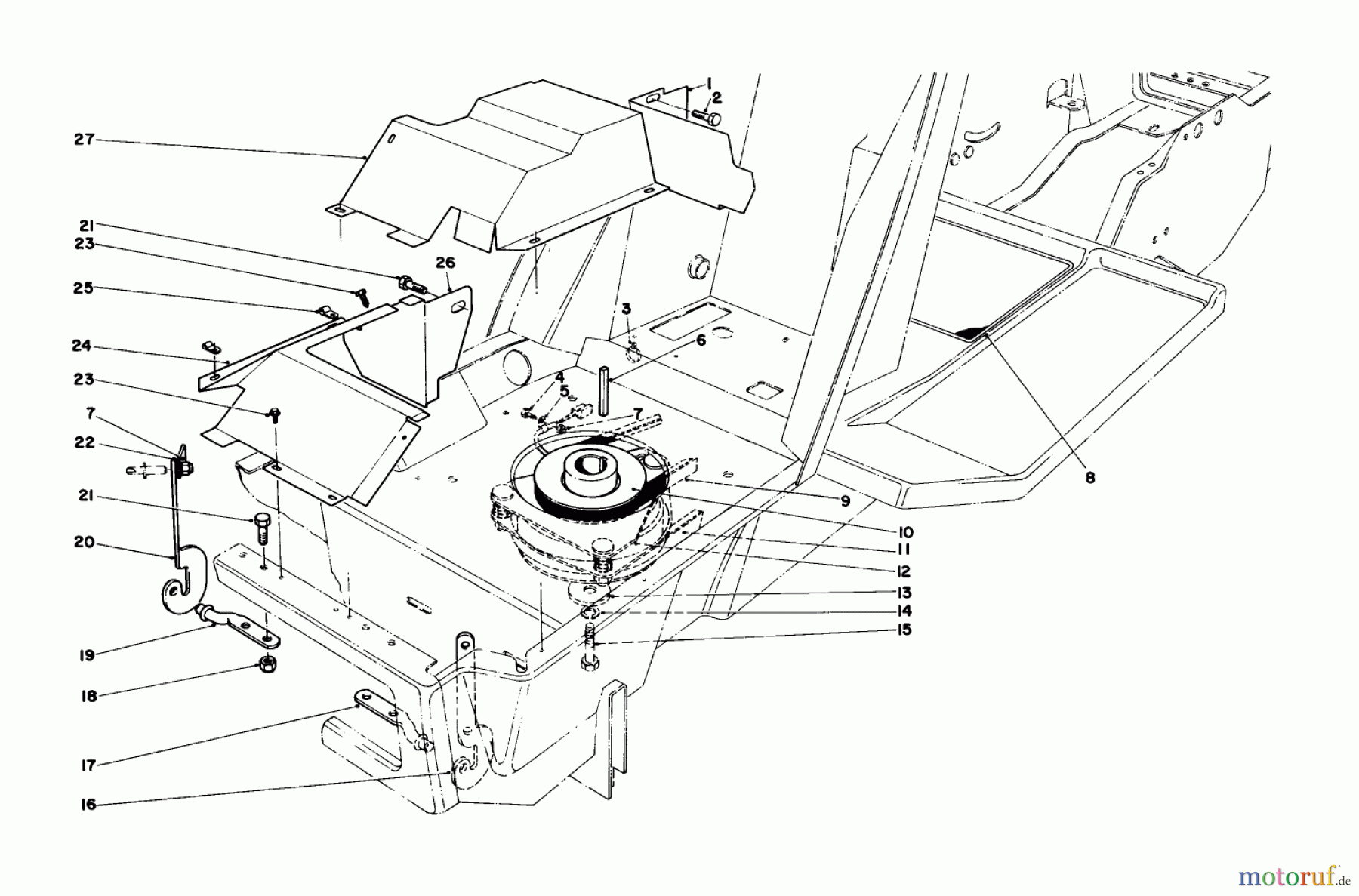  Toro Neu Mowers, Lawn & Garden Tractor Seite 1 57300 (8-32) - Toro 8-32 Front Engine Rider, 1985 (5000001-5999999) CLUTCH & PULLEY ASSEMBLY