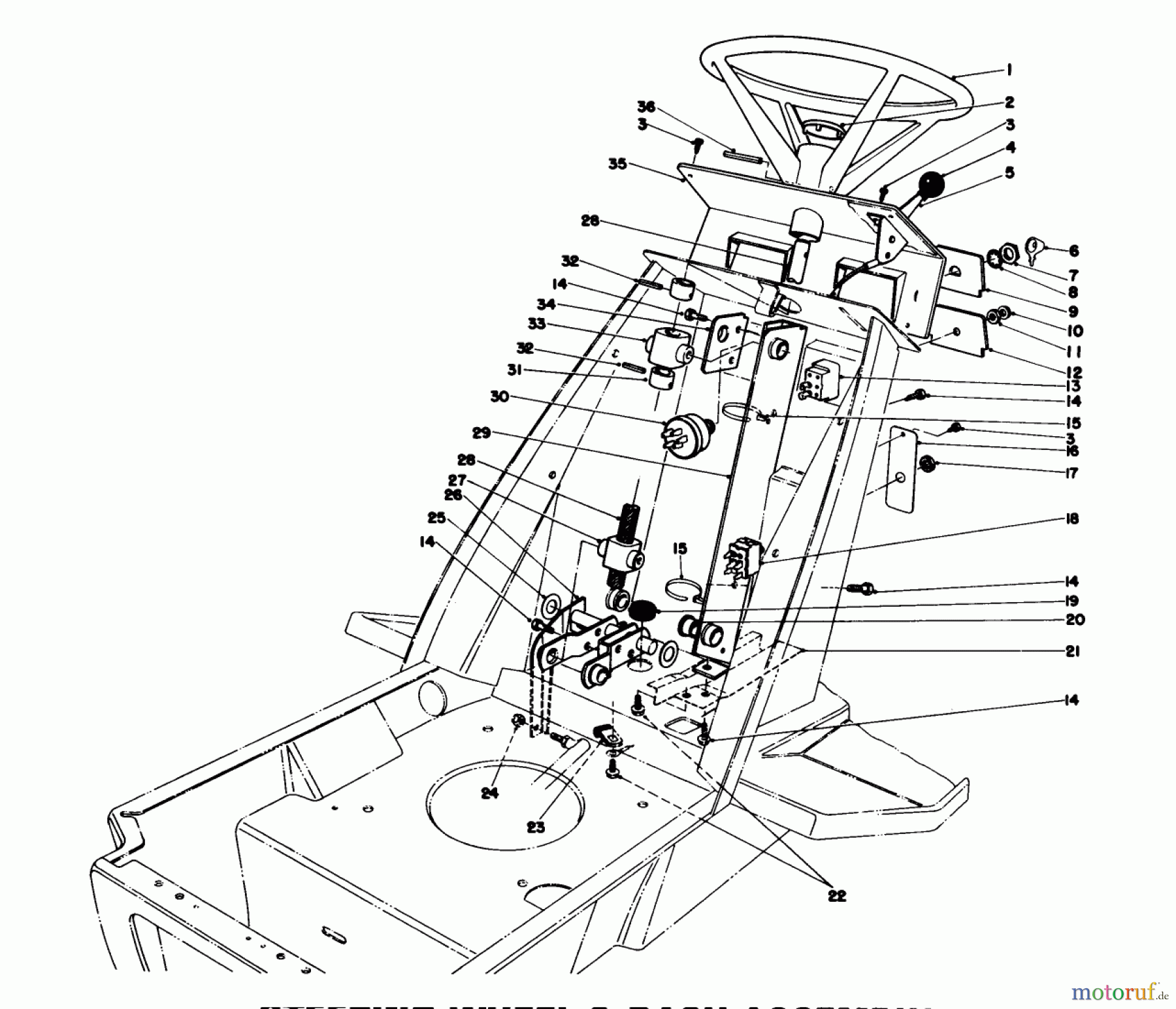  Toro Neu Mowers, Lawn & Garden Tractor Seite 1 57360 (11-32) - Toro 11-32 Lawn Tractor, 1987 (7000001-7999999) STEERING WHEEL & DASH ASSEMBLY