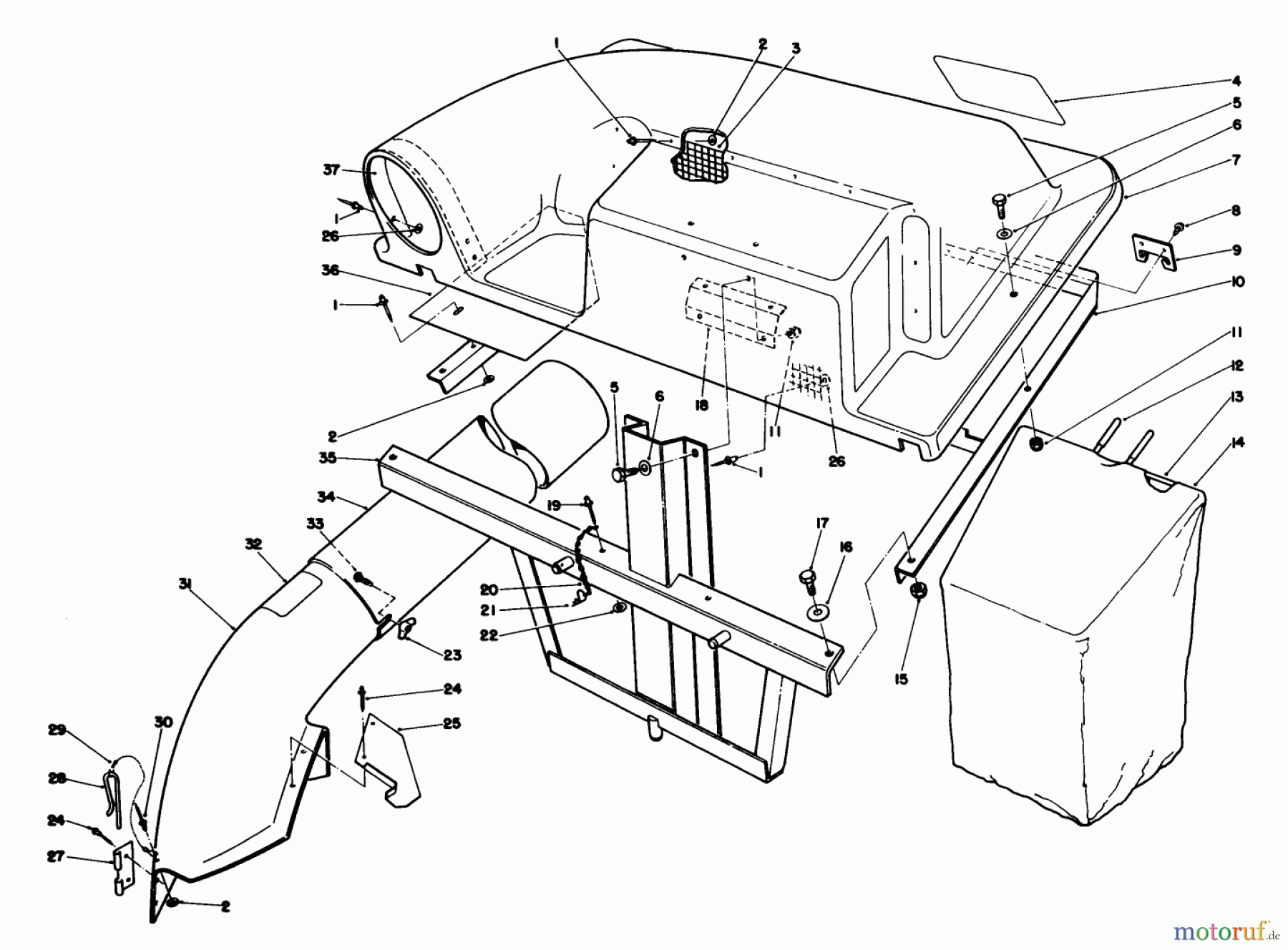 Toro Neu Mowers, Lawn & Garden Tractor Seite 1 57360 (11-32) - Toro 11-32 Lawn Tractor, 1987 (7000001-7999999) TWIN BAGGER GRASS CATCHER MODEL NO. 59184 (OPTIONAL)