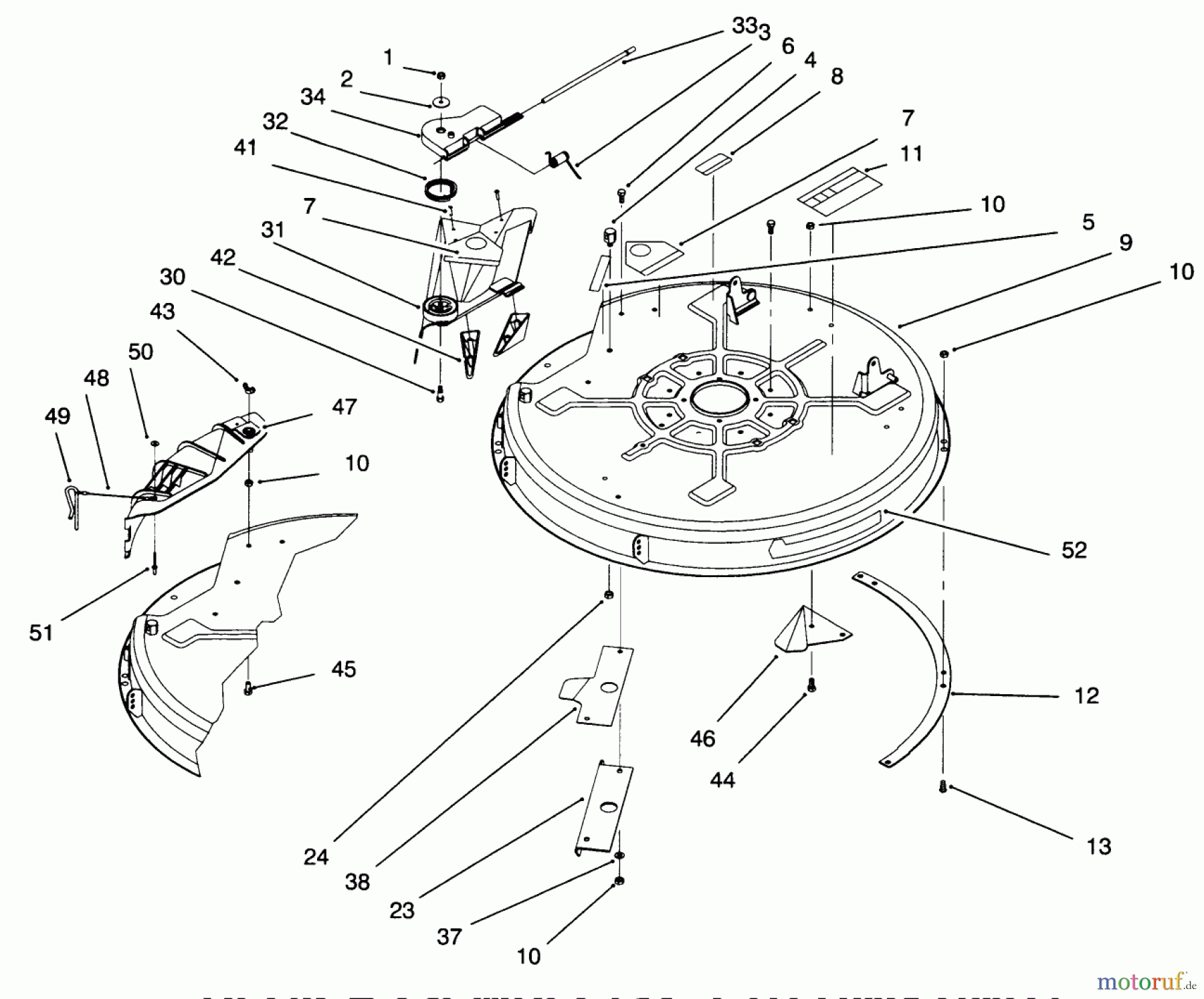  Toro Neu Mowers, Lawn & Garden Tractor Seite 1 71201 (12-32XL) - Toro 12-32XL Lawn Tractor, 1996 (6900001-6999999) DECK ASSEMBLY (32
