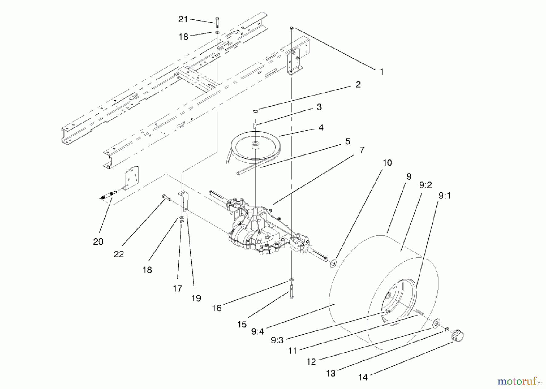  Toro Neu Mowers, Lawn & Garden Tractor Seite 1 71190 (13-38XL) - Toro 13-38XL Lawn Tractor, 1997 (7900001-7999999) TRANSAXLE ASSEMBLY