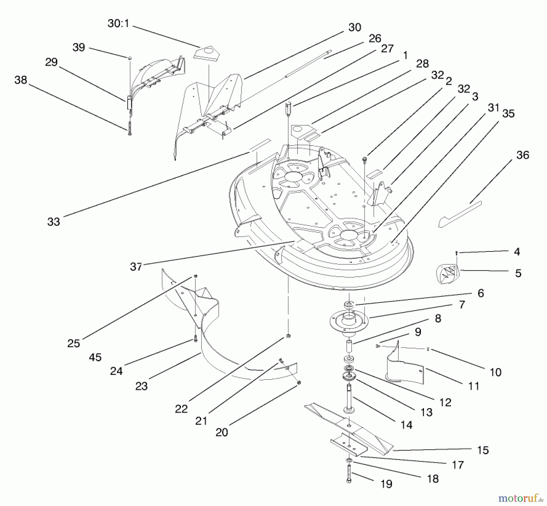  Toro Neu Mowers, Lawn & Garden Tractor Seite 1 71190 (13-38XL) - Toro 13-38XL Lawn Tractor, 1998 (8900001-8999999) DECK ASSEMBLY (38