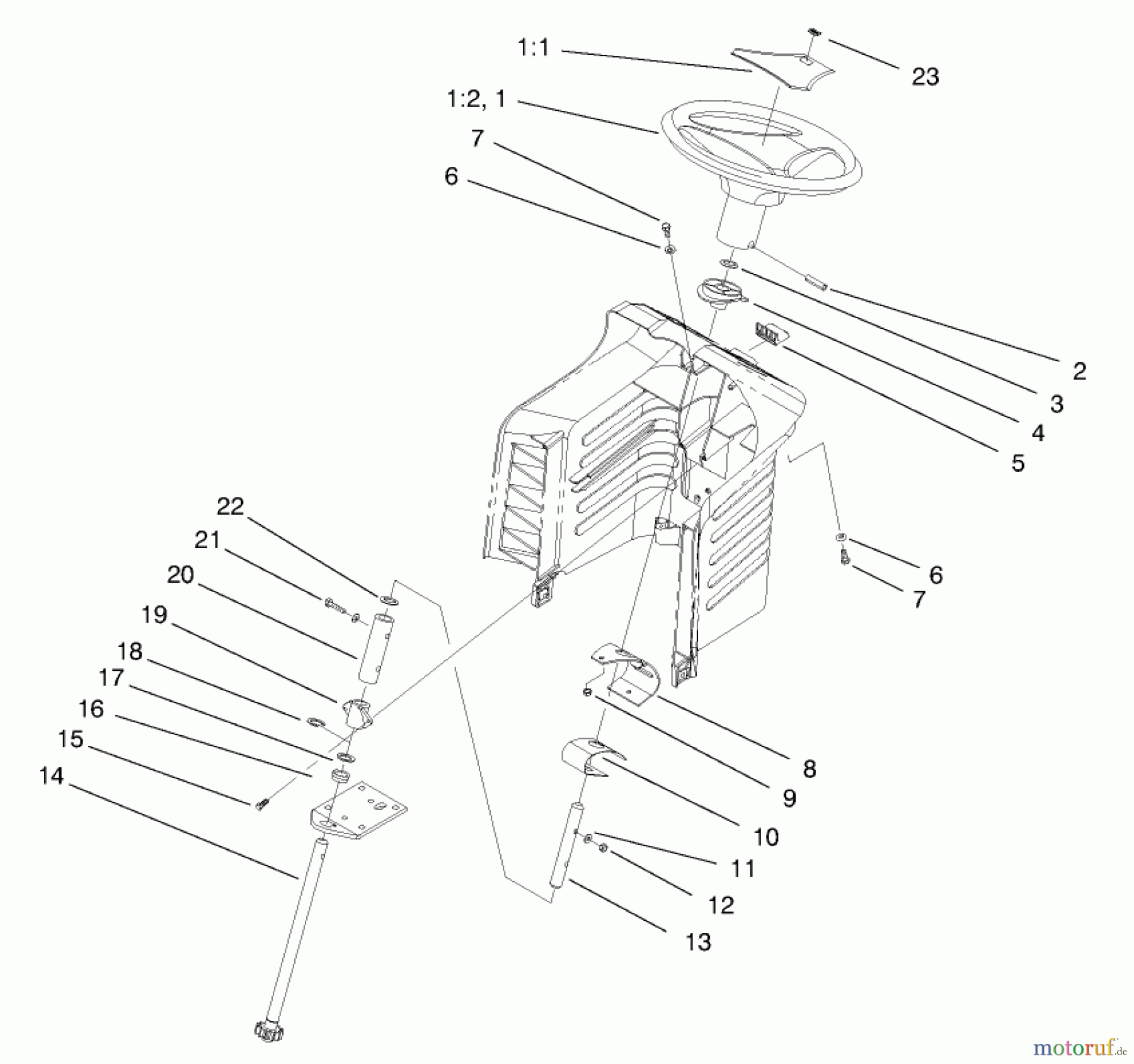  Toro Neu Mowers, Lawn & Garden Tractor Seite 1 71190 (13-38XL) - Toro 13-38XL Lawn Tractor, 1998 (8900001-8999999) STEERING ASSEMBLY
