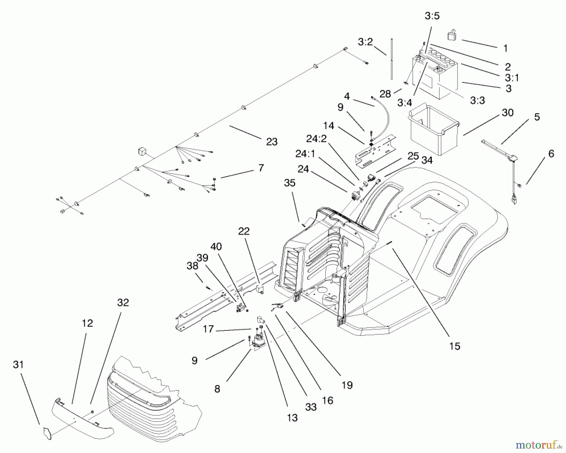  Toro Neu Mowers, Lawn & Garden Tractor Seite 1 71209 (13-32XLE) - Toro 13-32XLE Lawn Tractor, 2000 (200000001-200999999) ELECTRICAL COMPONENTS ASSEMBLY