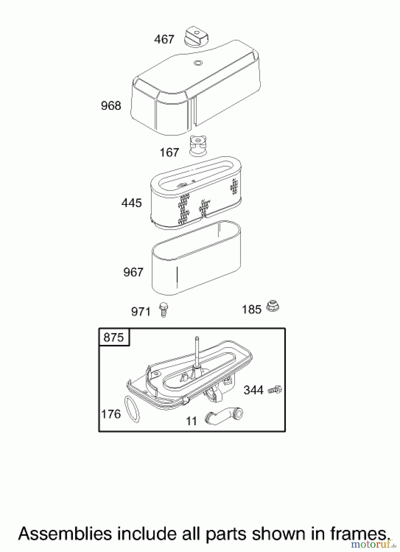 Toro Neu Mowers, Lawn & Garden Tractor Seite 1 71209 (13-32XLE) - Toro 13-32XLE Lawn Tractor, 2003 (230000001-230999999) AIR CLEANER ASSEMBLY ENGINE BRIGGS AND STRATTON MODEL 28M707-1125-E1
