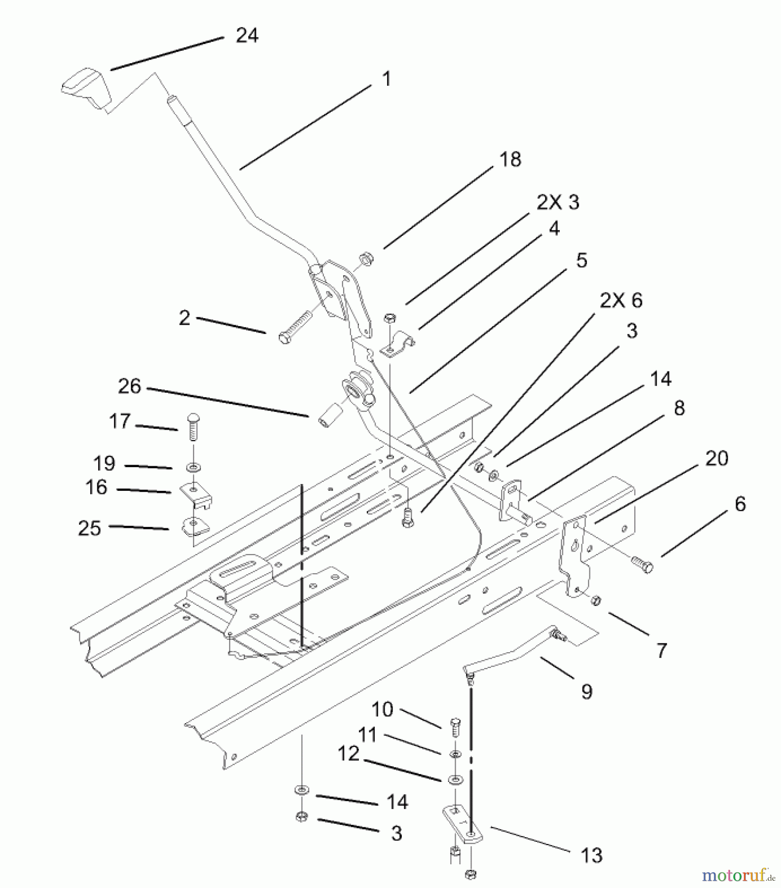  Toro Neu Mowers, Lawn & Garden Tractor Seite 1 71223 (16-38XL) - Toro 16-38XL Lawn Tractor, 2003 (230000001-230999999) SHIFT ASSEMBLY