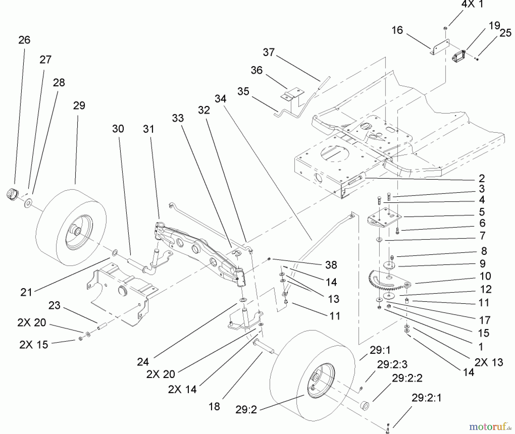  Toro Neu Mowers, Lawn & Garden Tractor Seite 1 71223 (16-38XL) - Toro 16-38XL Lawn Tractor, 2004 (240000001-240999999) STEERING COMPONENT ASSEMBLY