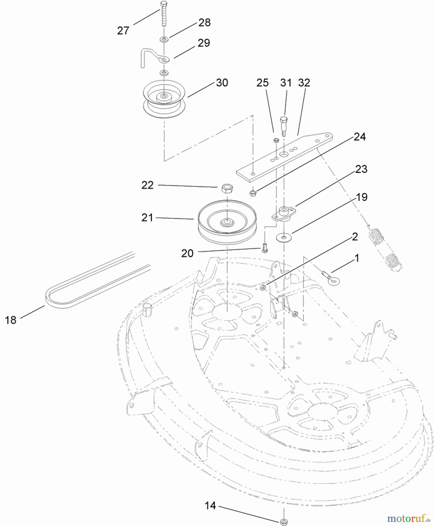  Toro Neu Mowers, Lawn & Garden Tractor Seite 1 71252 (XL 380H) - Toro XL 380H Lawn Tractor, 2008 (280000001-280999999) 38IN DECK BLADE DRIVE ASSEMBLY
