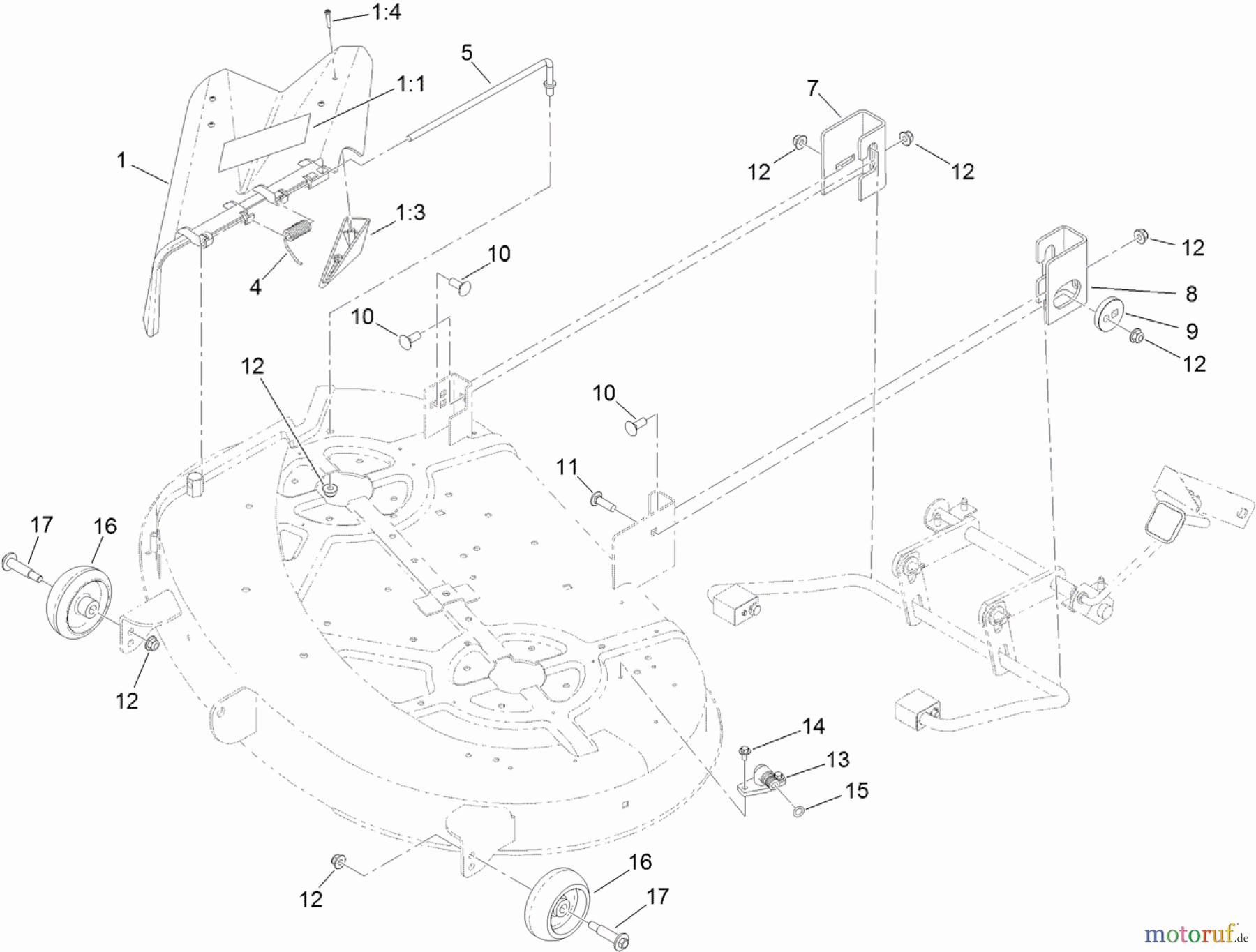 Toro Neu Mowers, Lawn & Garden Tractor Seite 1 71254 (XLS 380) - Toro XLS 380 Lawn Tractor, 2012 (SN 312000001-312999999) 38 INCH DEFLECTOR AND HANGER ASSEMBLY