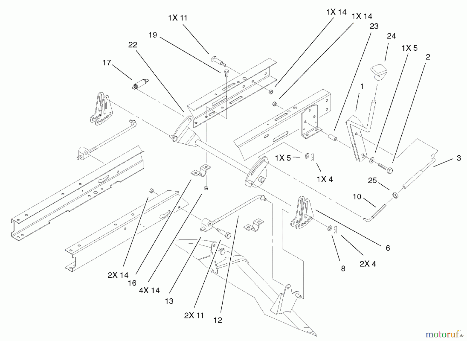 Toro Neu Mowers, Lawn & Garden Tractor Seite 1 71282 (17-44HXLE) - Toro 17-44HXLE Lawn Tractor, 2001 (210000001-210999999) HEIGHT OF CUT ASSEMBLY