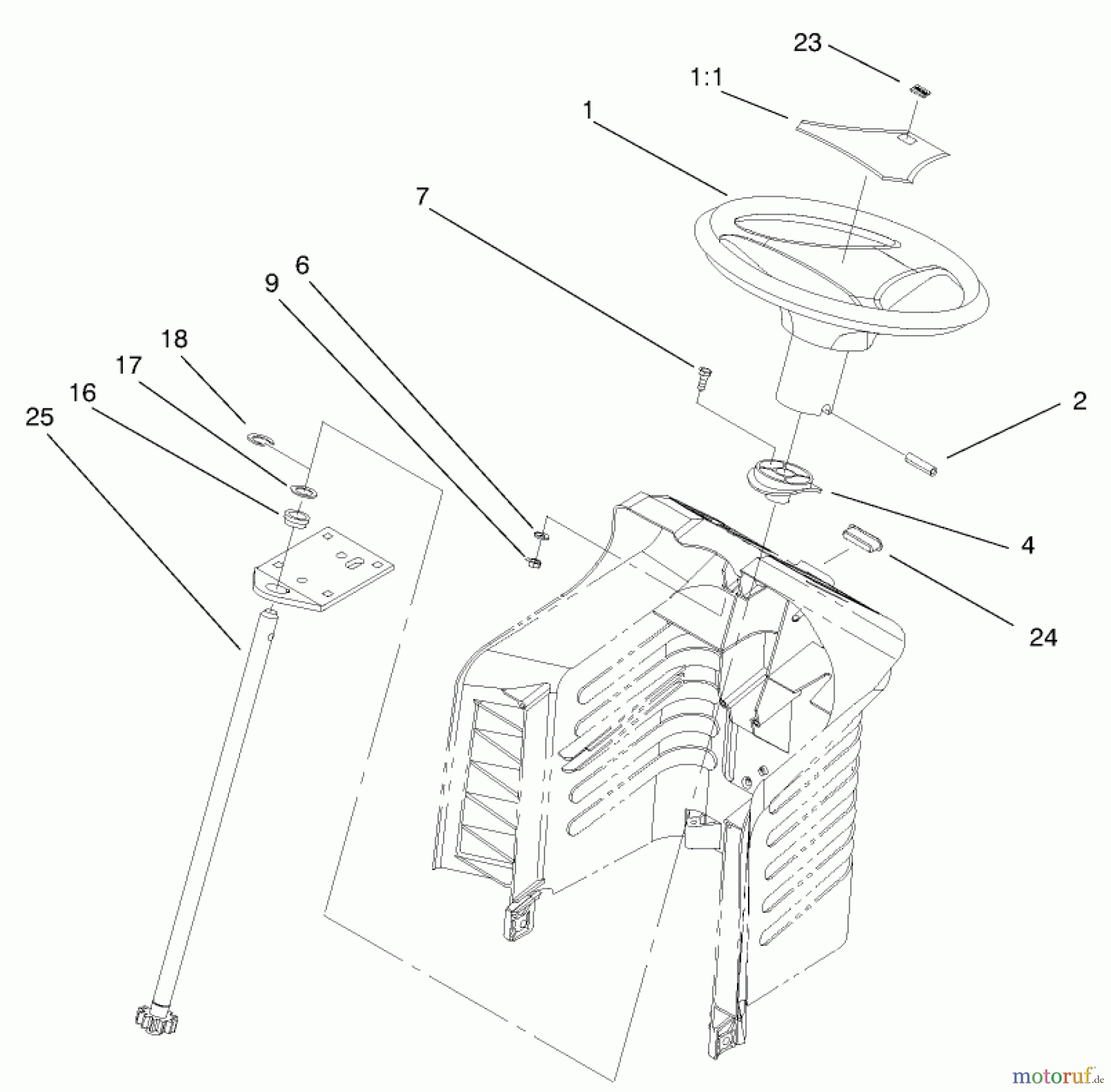 Toro Neu Mowers, Lawn & Garden Tractor Seite 1 71301 (12.5-32XLE) - Toro 12.5-32XLE Lawn Tractor, 2001 (210000001-210999999) FIXED STEERING ASSEMBLY