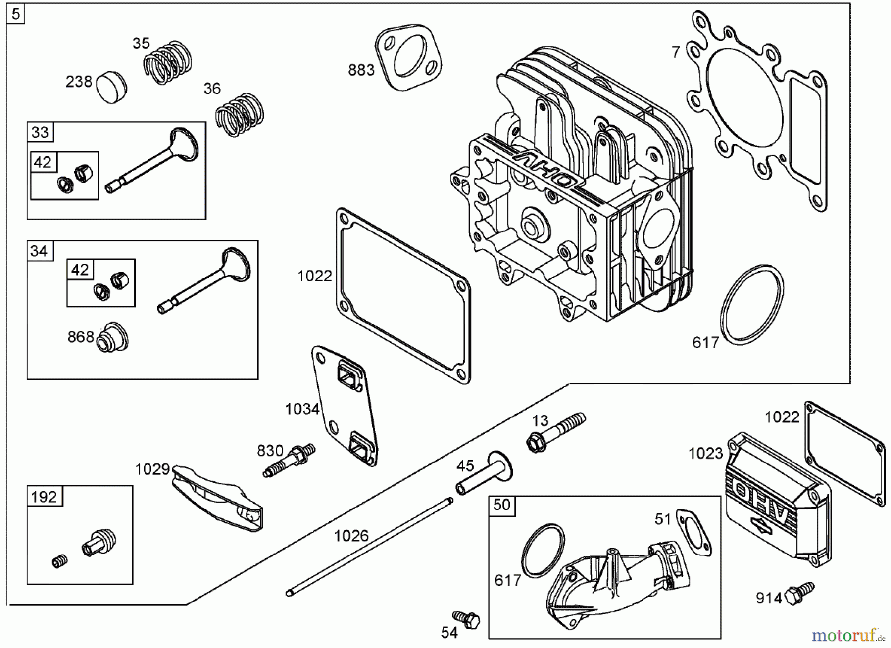  Toro Neu Mowers, Lawn & Garden Tractor Seite 1 71427 (XL 380) - Toro XL 380 Lawn Tractor, 2005 (250000001-250999999) CYLINDER HEAD ASSEMBLY BRIGGS AND STRATTON 286H77-0165-E1