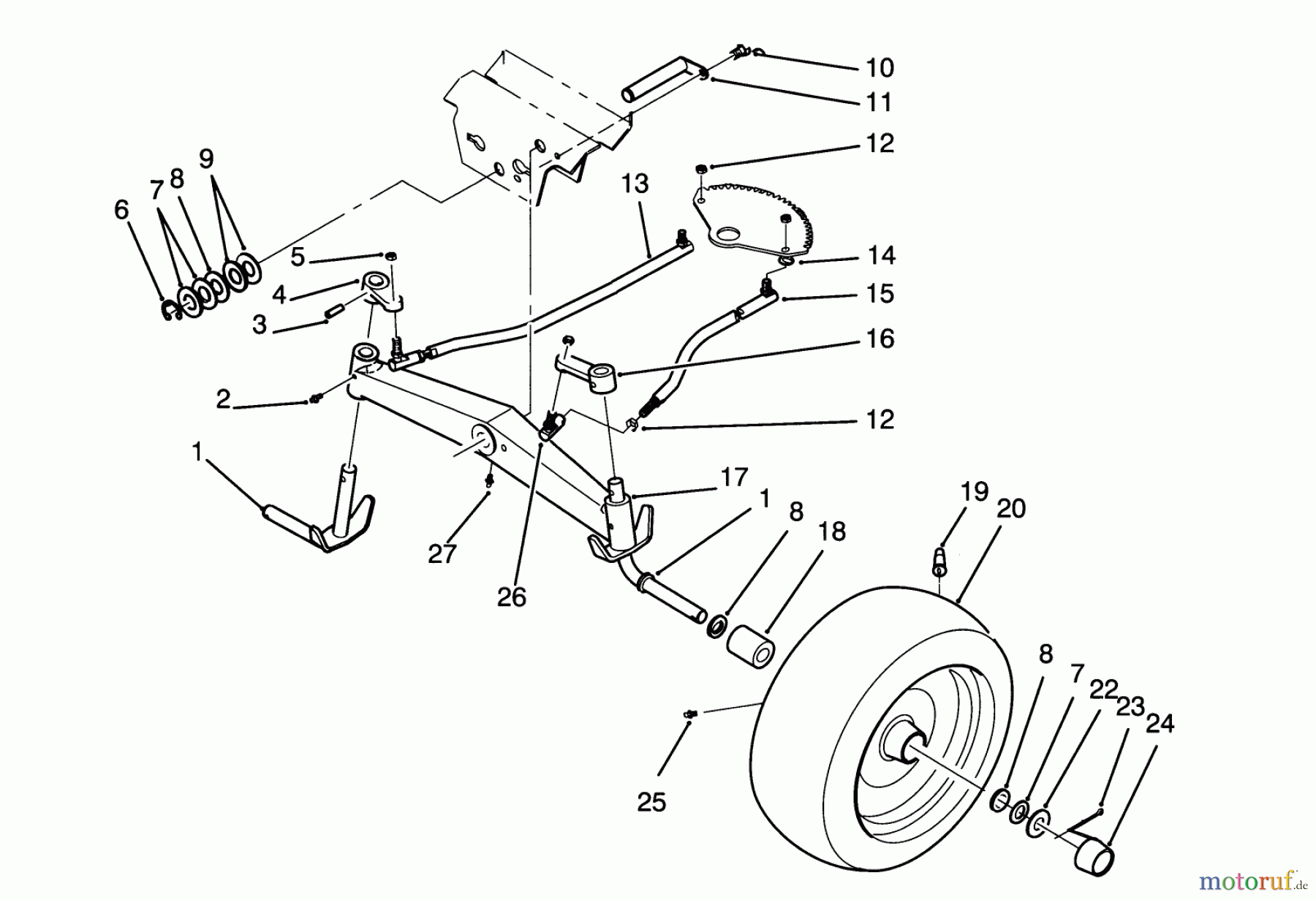  Toro Neu Mowers, Lawn & Garden Tractor Seite 1 72081 (246-H) - Toro 246-H Yard Tractor, 1993 (3900001-3999999) FRONT AXLE ASSEMBLY