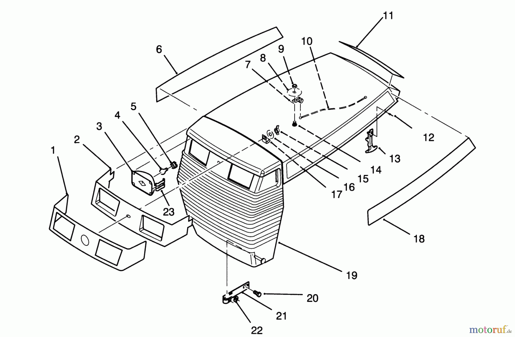  Toro Neu Mowers, Lawn & Garden Tractor Seite 1 72081 (246-H) - Toro 246-H Yard Tractor, 1993 (3900001-3999999) HOOD ASSEMBLY