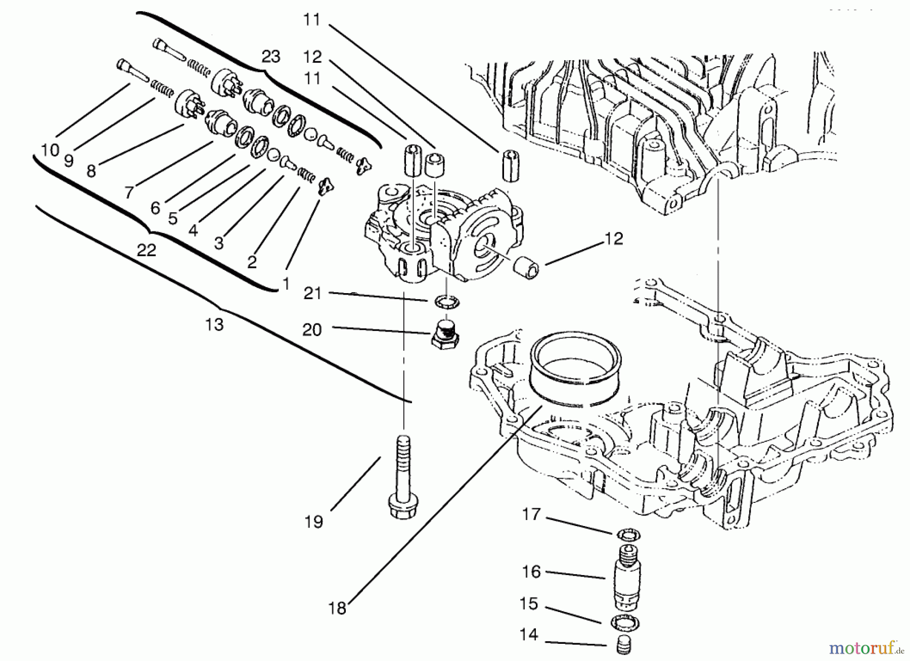  Toro Neu Mowers, Lawn & Garden Tractor Seite 1 72104 (267-H) - Toro 267-H Lawn and Garden Tractor, 1997 (7900001-7999999) CENTER CASE