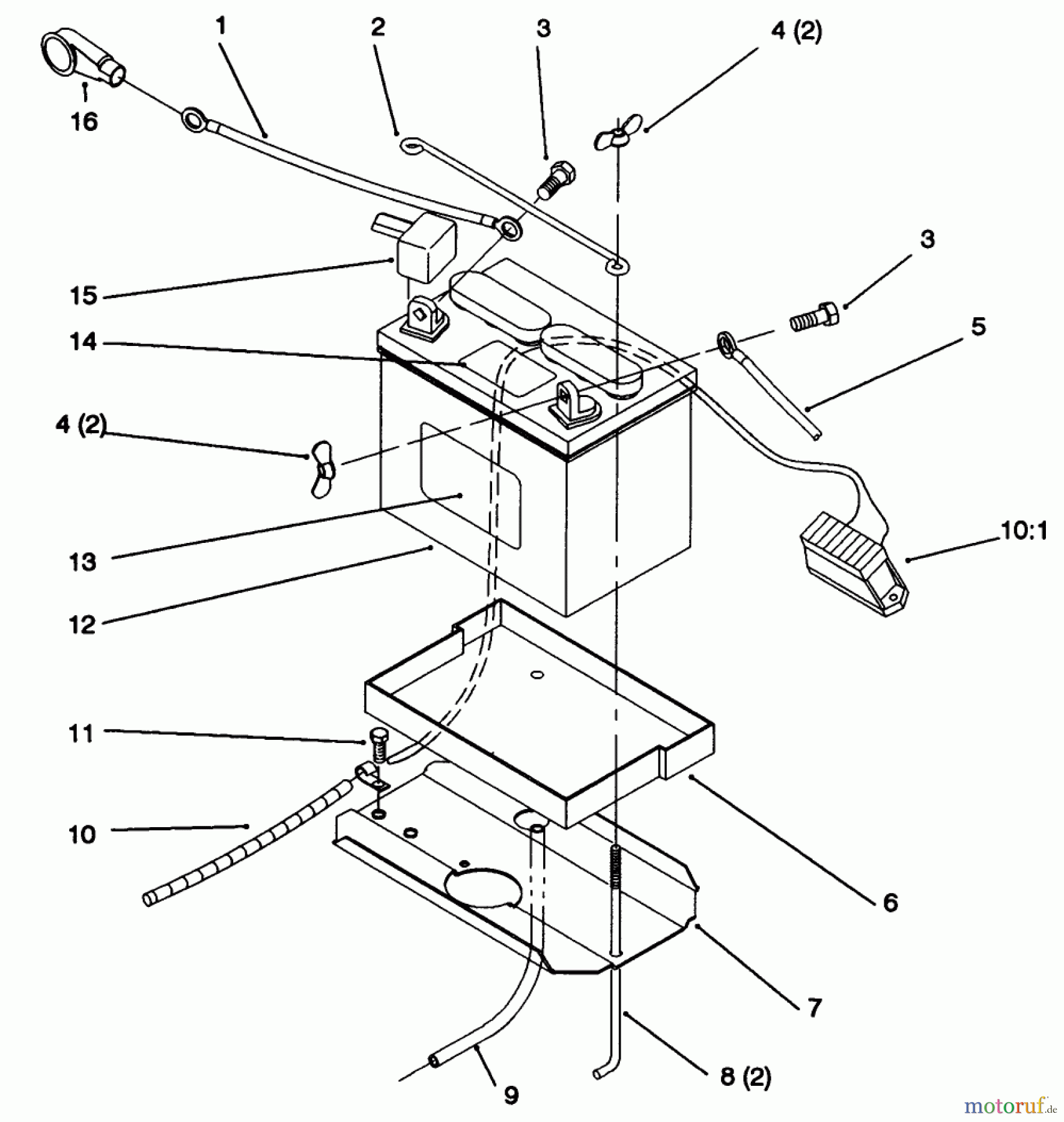 Toro Neu Mowers, Lawn & Garden Tractor Seite 1 72102 (269-H) - Toro 269-H Lawn and Garden Tractor, 1996 (6900001-6999999) BATTERY