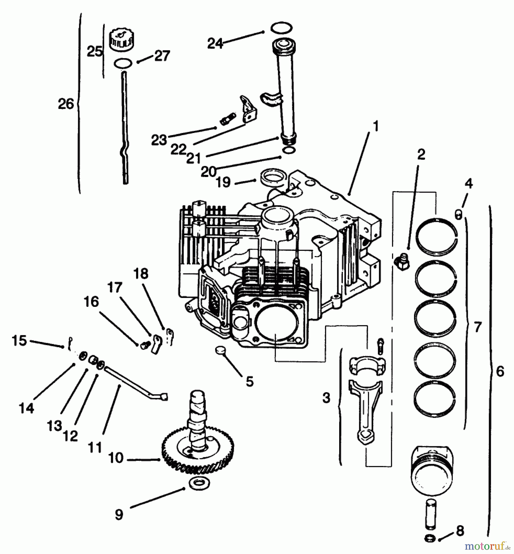 Toro Neu Mowers, Lawn & Garden Tractor Seite 1 72102 (269-H) - Toro 269-H Lawn and Garden Tractor, 1996 (6900001-6999999) CRANKCASE