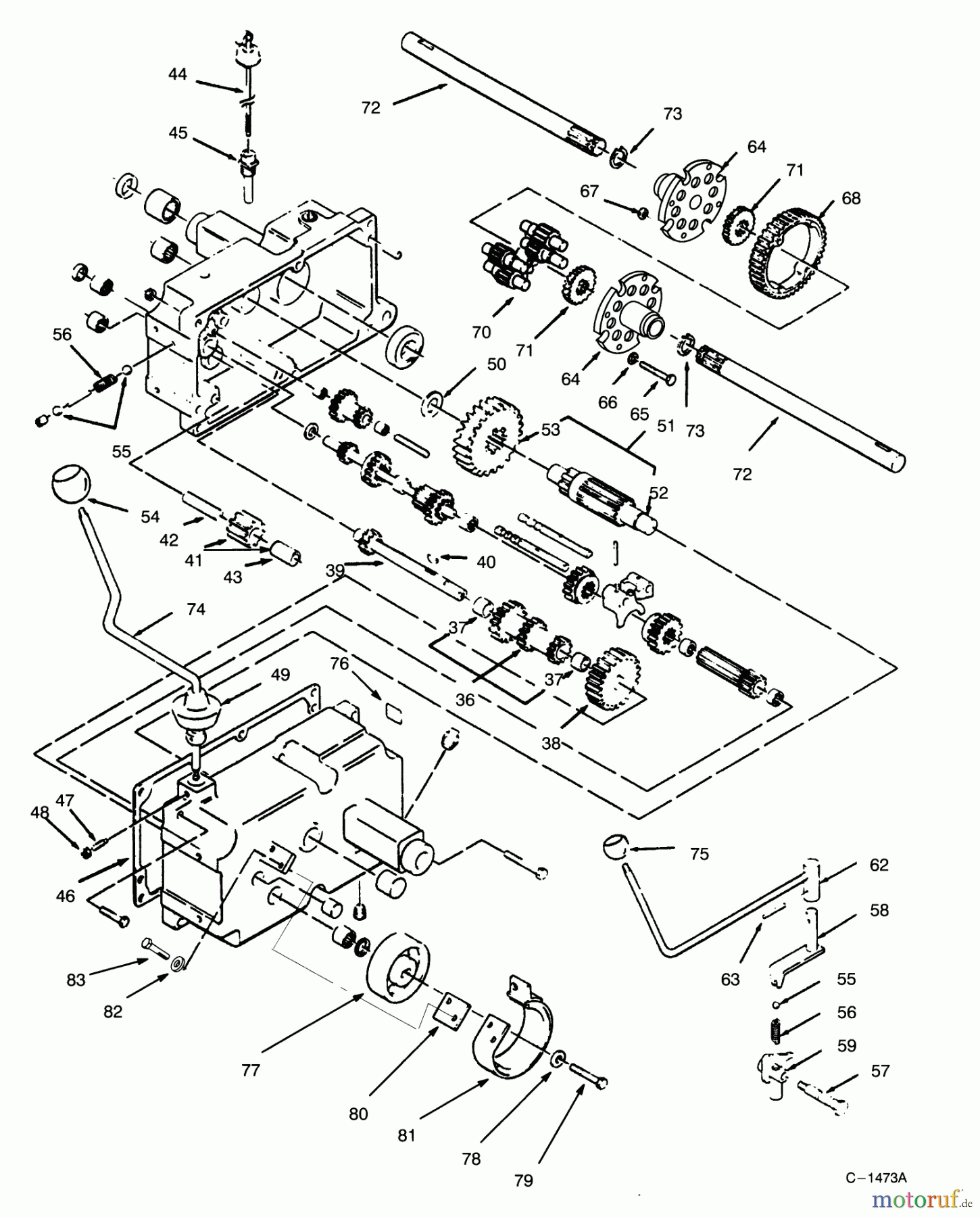  Toro Neu Mowers, Lawn & Garden Tractor Seite 1 73362 (312-8) - Toro 312-8 Garden Tractor, 1996 (6900001-6999999) TRANSMISSION 8-SPEED #2
