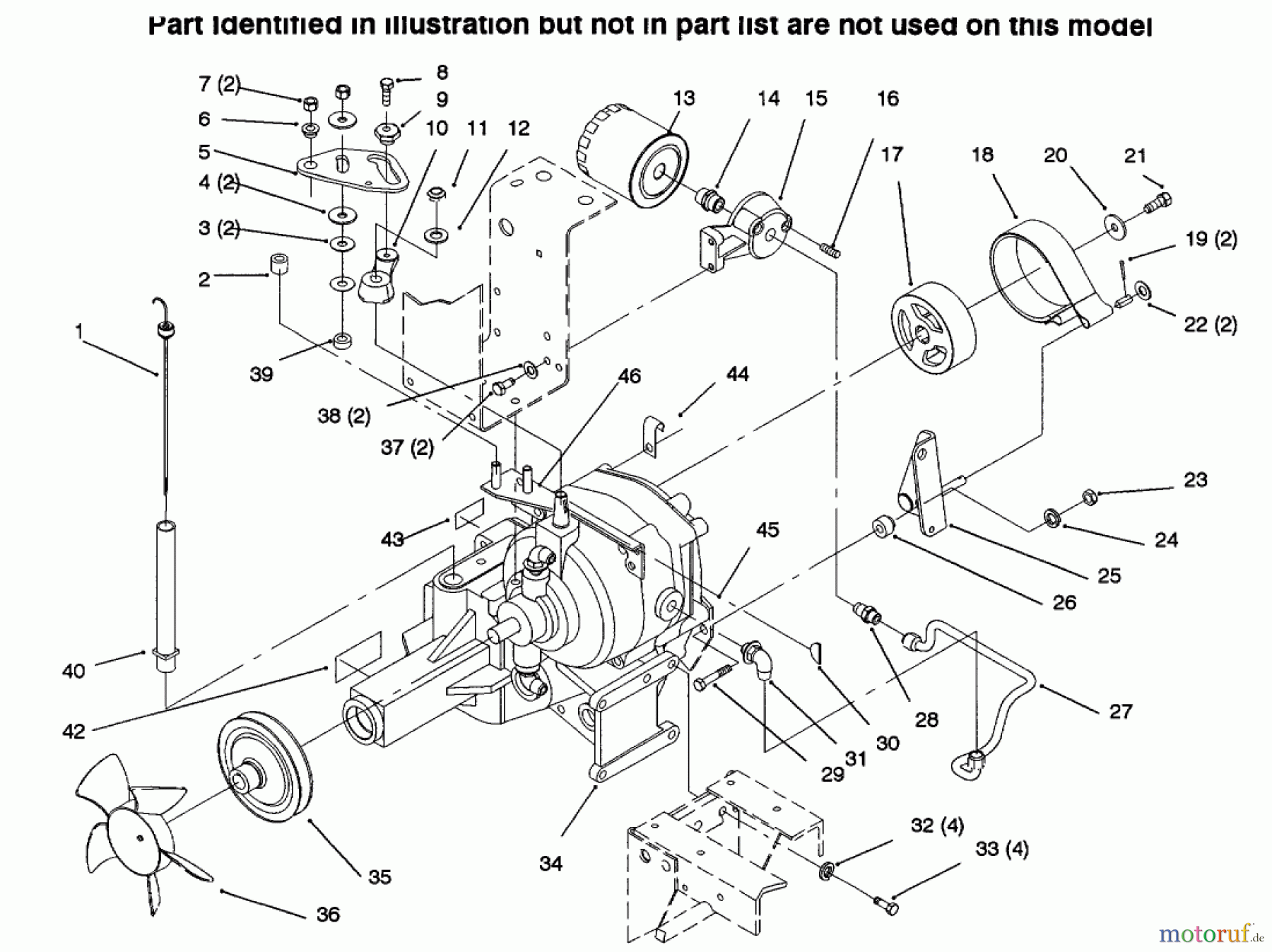  Toro Neu Mowers, Lawn & Garden Tractor Seite 1 73423 (416-H) - Toro 416-H Garden Tractor, 1996 (6900001-6999999) TRANSMISSION