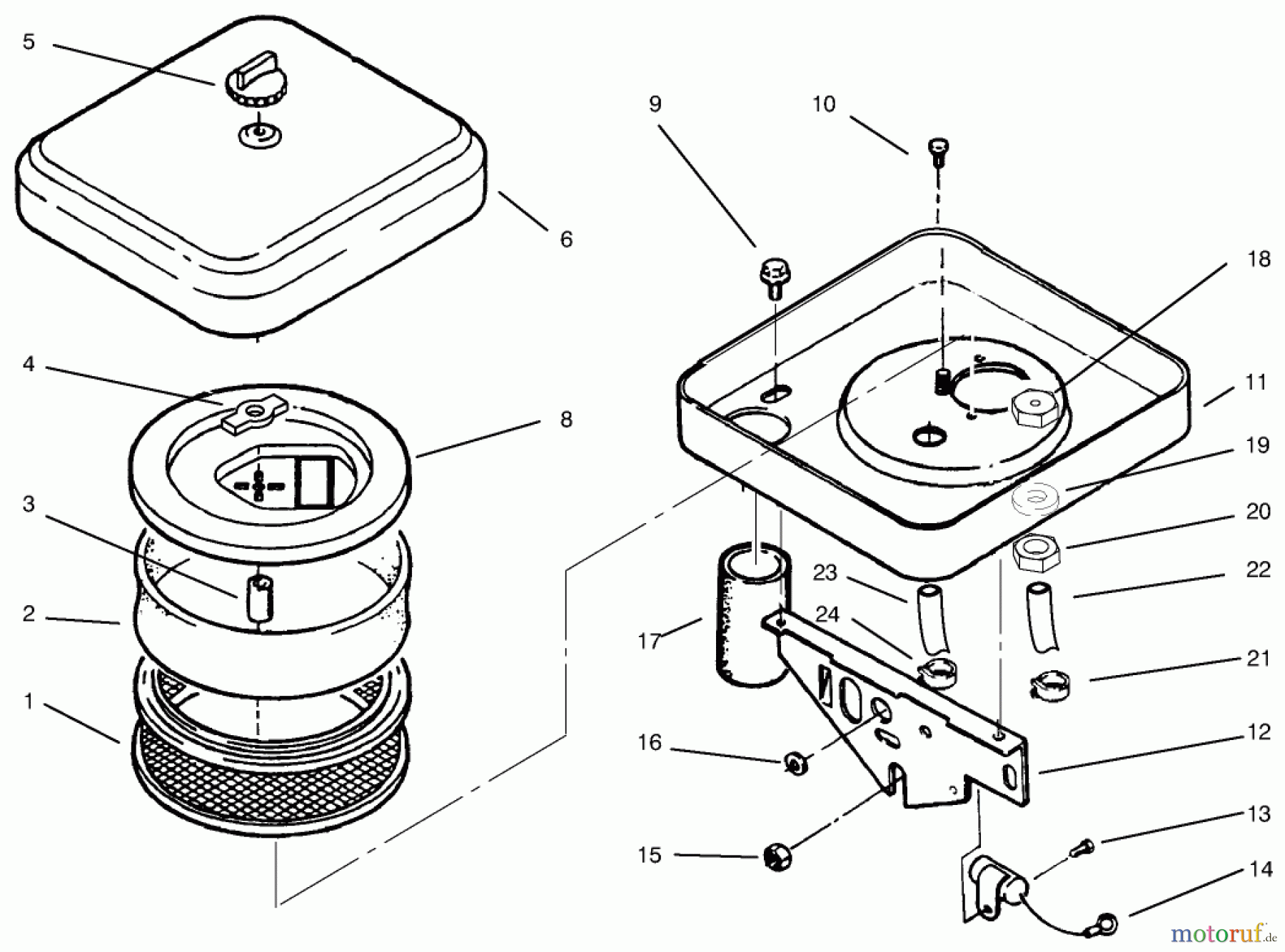  Toro Neu Mowers, Lawn & Garden Tractor Seite 1 73423 (416-H) - Toro 416-H Garden Tractor, 1997 (7900001-7999999) AIR CLEANER
