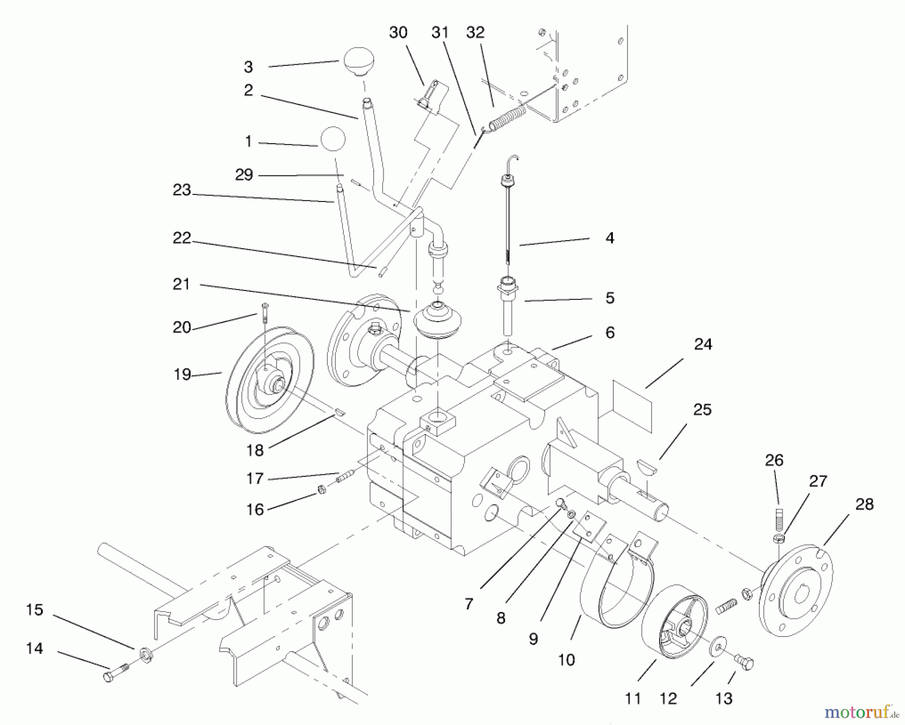 Toro Neu Mowers, Lawn & Garden Tractor Seite 1 73428 (312-8) - Toro 312-8 Garden Tractor, 1998 (8900001-8900499) TRANSAXLE ASSEMBLY