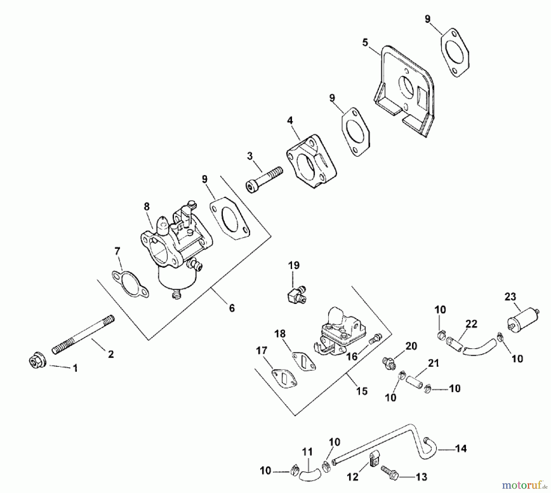  Toro Neu Mowers, Lawn & Garden Tractor Seite 1 73449 (314-8) - Toro 314-8 Garden Tractor, 2001 (210000001-210999999) CARBURETOR AND FUEL PUMP (MODEL 73449 ONLY)