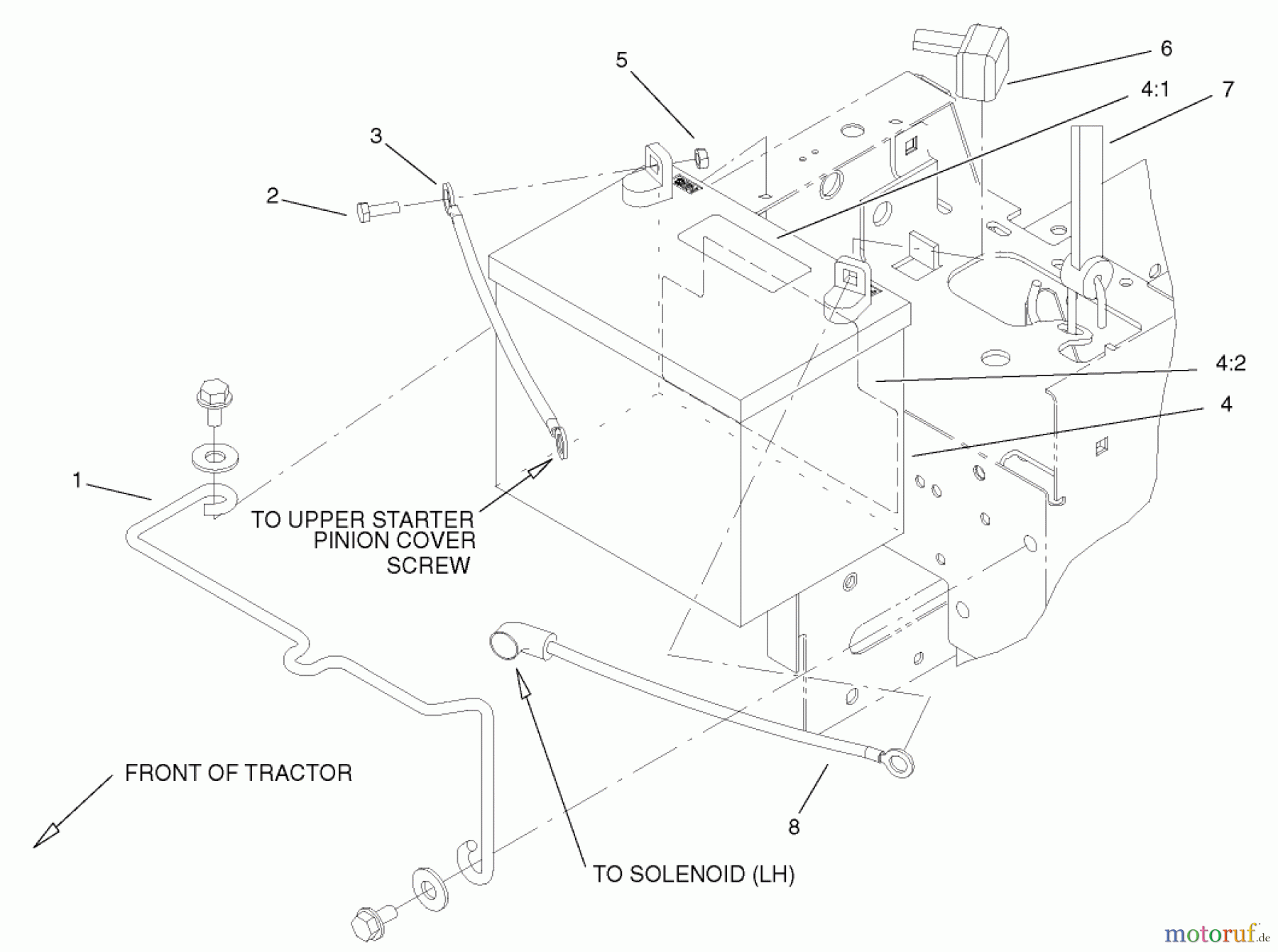  Toro Neu Mowers, Lawn & Garden Tractor Seite 1 73450 - Toro GT Classic Garden Tractor, 2007 (270000001-270999999) BATTERY ASSEMBLY