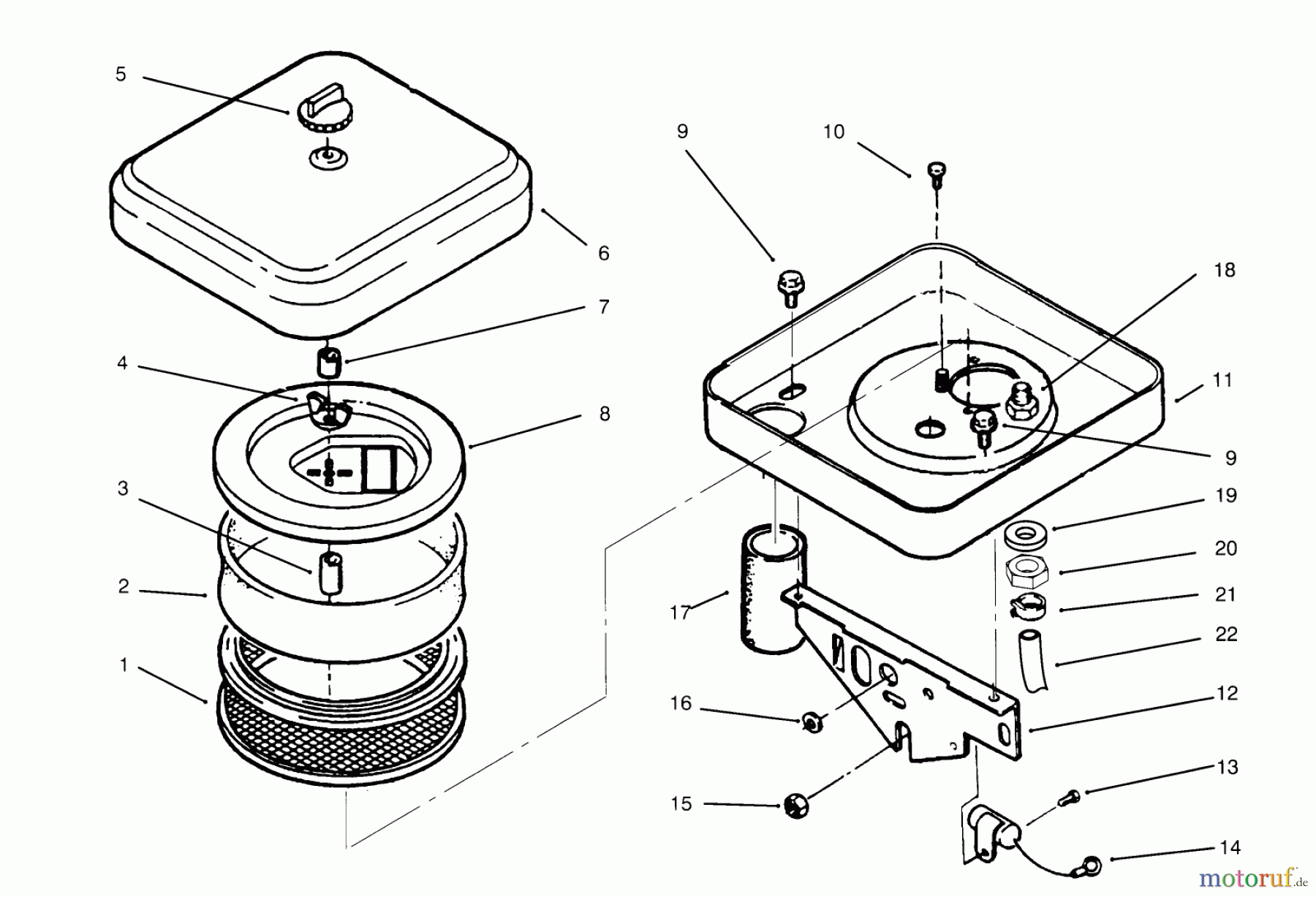  Toro Neu Mowers, Lawn & Garden Tractor Seite 1 73501 (520-H) - Toro 520-H Garden Tractor, 1995 (59000412-59002868) AIR CLEANER