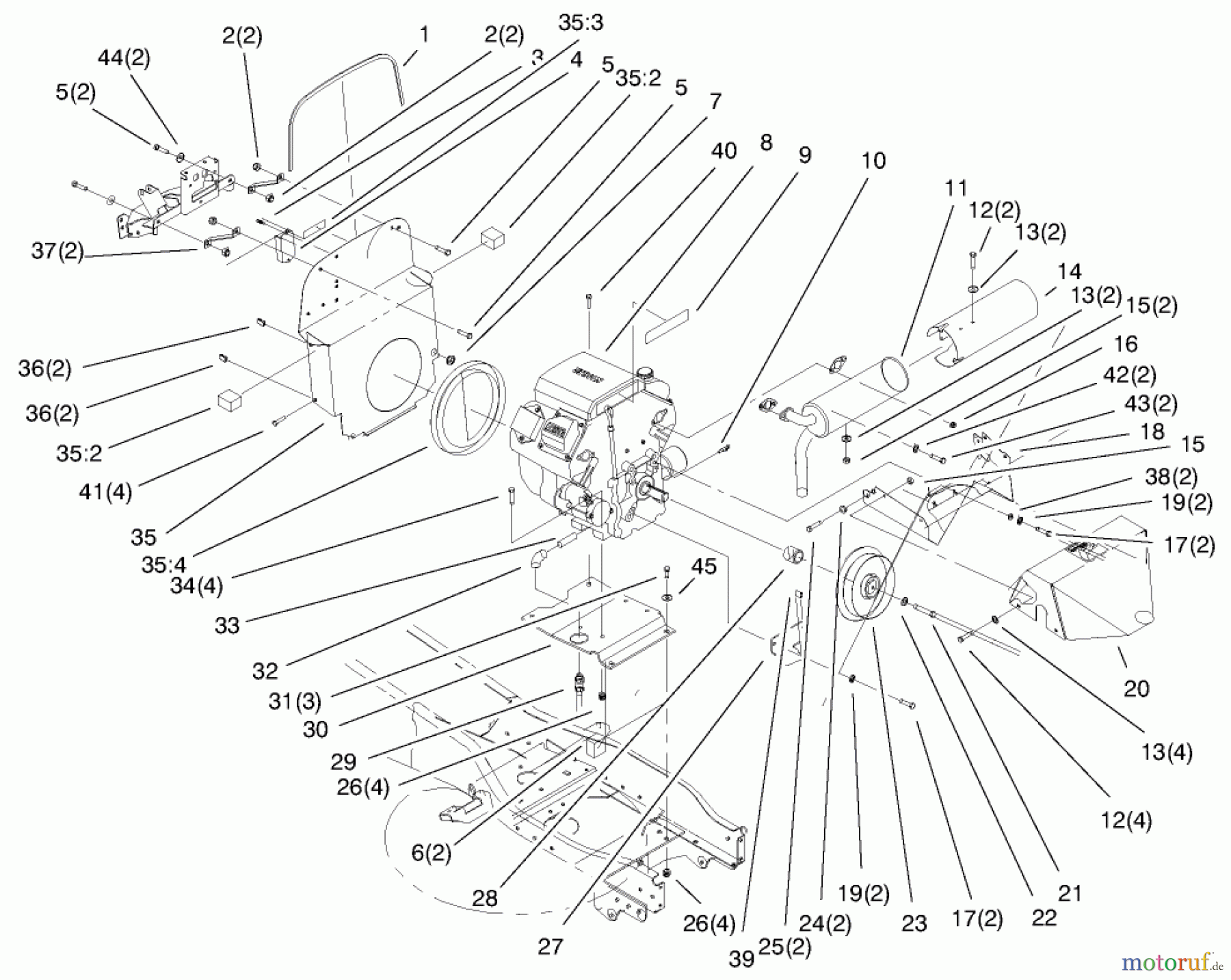 Toro Neu Mowers, Lawn & Garden Tractor Seite 1 73561 (522xi) - Toro 522xi Garden Tractor, 1999 (9900001-9999999) AIR COOLED ENGINE ASSEMBLY