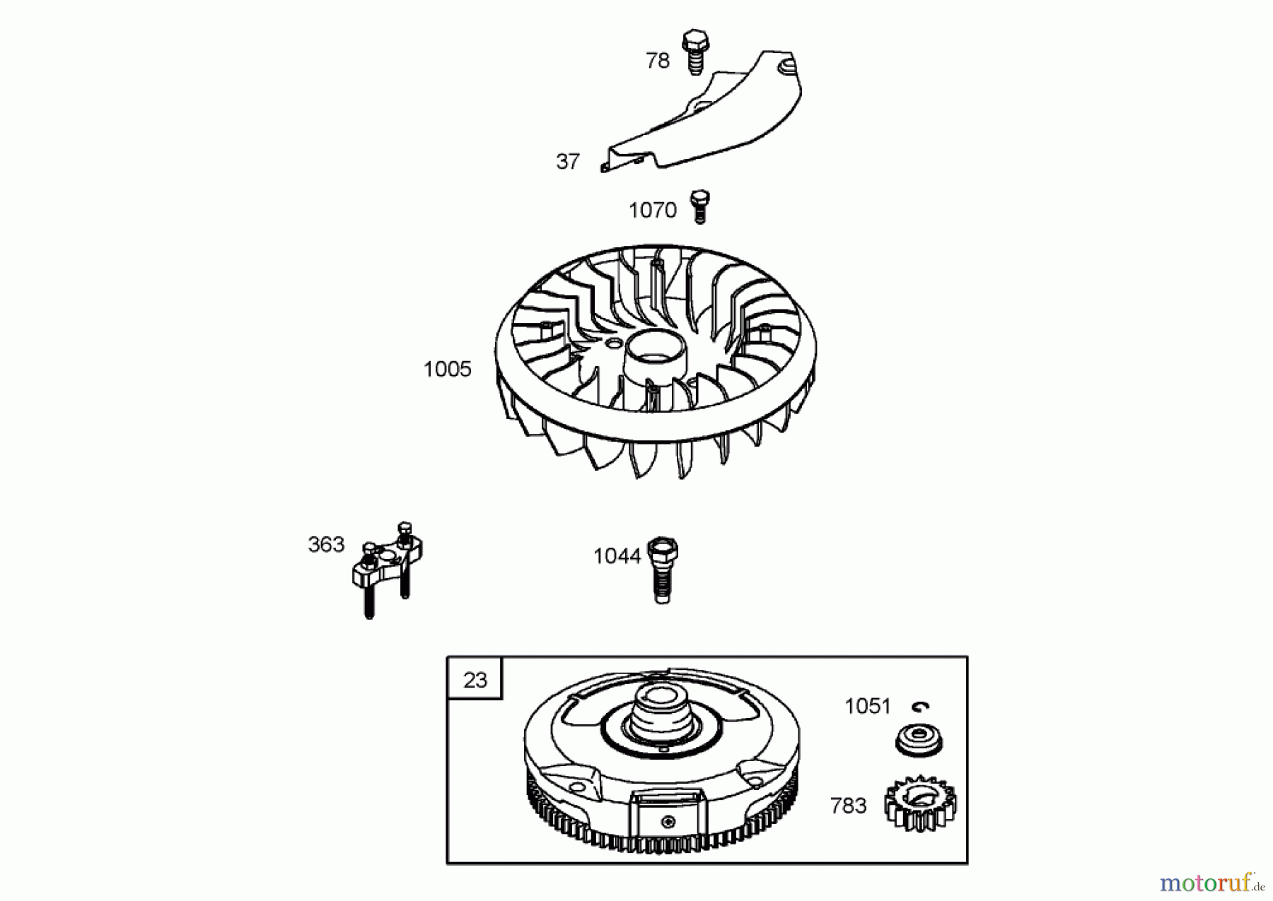 Toro Neu Mowers, Lawn & Garden Tractor Seite 1 74571 (150-DH) - Toro 150-DH Lawn Tractor, 2004 (240000001-240999999) FLYWHEEL ASSEMBLY BRIGGS AND STRATTON 282H79-23502