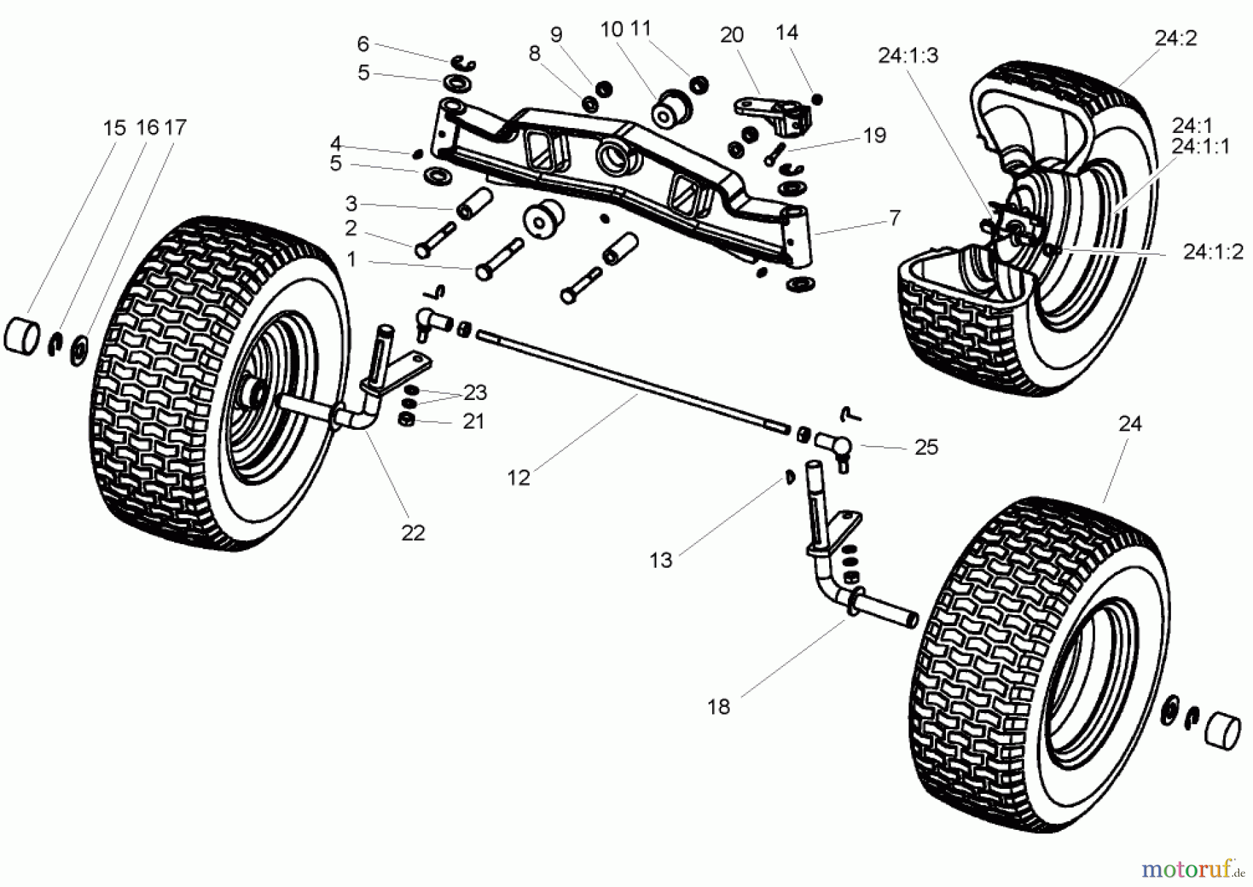  Toro Neu Mowers, Lawn & Garden Tractor Seite 1 74571 (150-DH) - Toro 150-DH Lawn Tractor, 2004 (240000001-240999999) FRONT AXLE ASSEMBLY