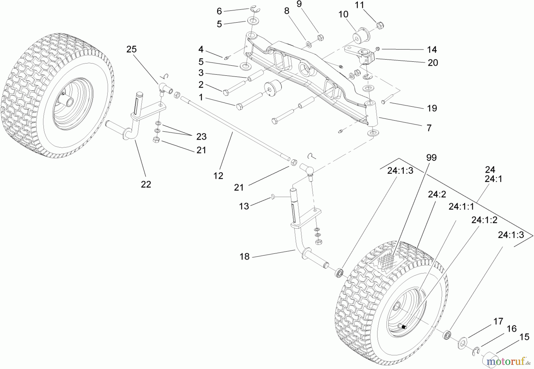  Toro Neu Mowers, Lawn & Garden Tractor Seite 1 74571 (DH 200) - Toro DH 200 Lawn Tractor, 2005 (250000001-250999999) FRONT AXLE ASSEMBLY