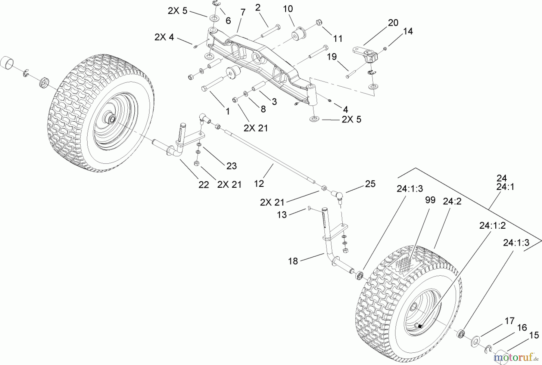  Toro Neu Mowers, Lawn & Garden Tractor Seite 1 74573 (DH 200) - Toro DH 200 Lawn Tractor, 2007 (270000001-270999999) FRONT AXLE ASSEMBLY