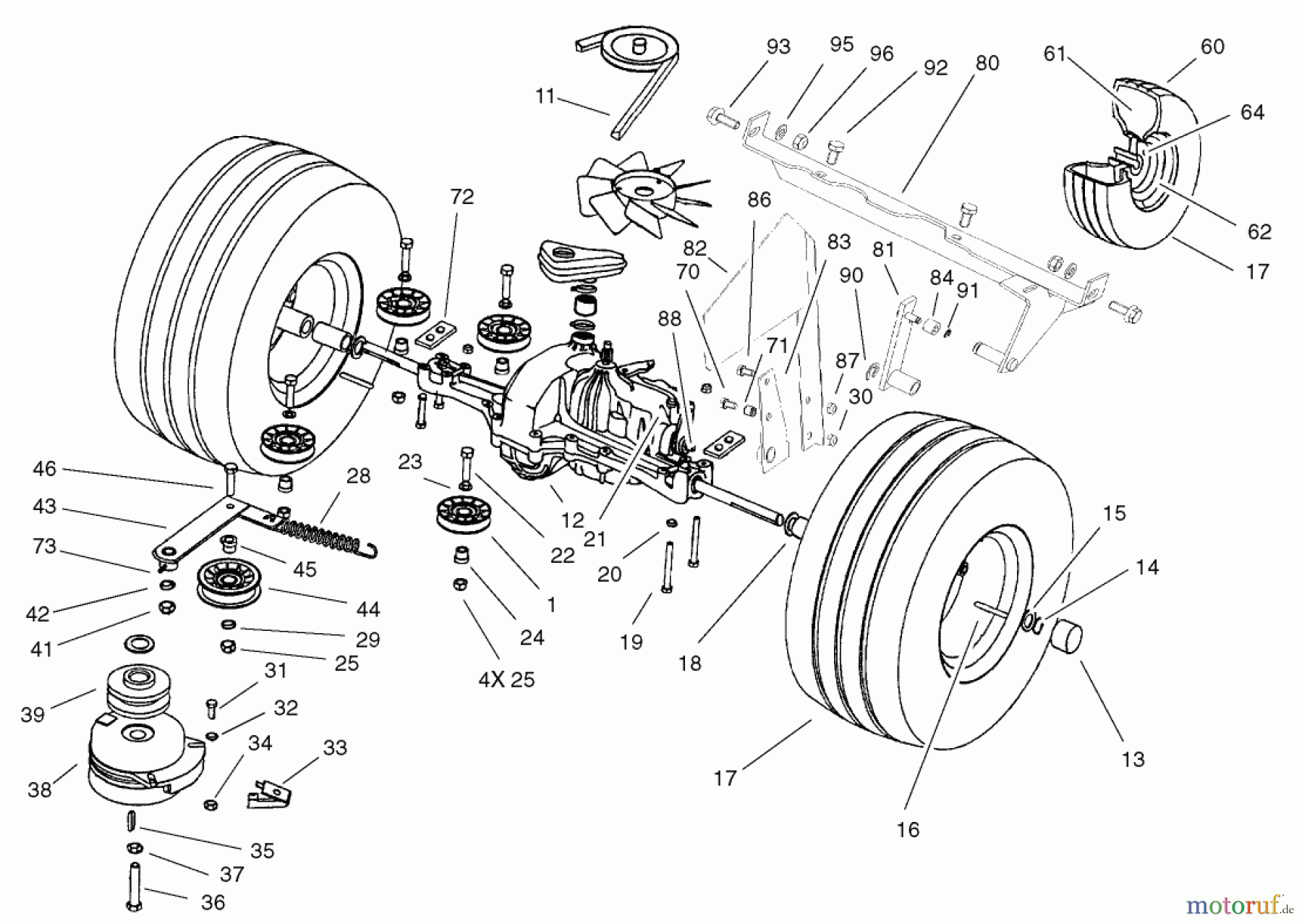  Toro Neu Mowers, Lawn & Garden Tractor Seite 1 74590 (190-DH) - Toro 190-DH Lawn Tractor, 2002 (220000001-220999999) TRANSMISSION DRIVE ASSEMBLY