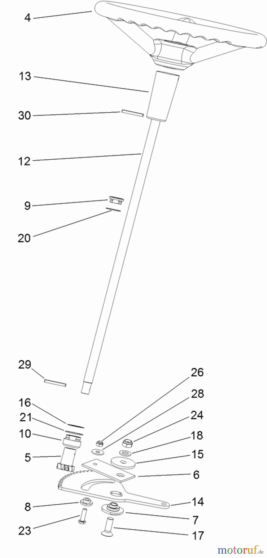  Toro Neu Mowers, Lawn & Garden Tractor Seite 1 74596 (DH 220) - Toro DH 220 Lawn Tractor, 2012 (SN 312000001-312999999) STEERING ASSEMBLY