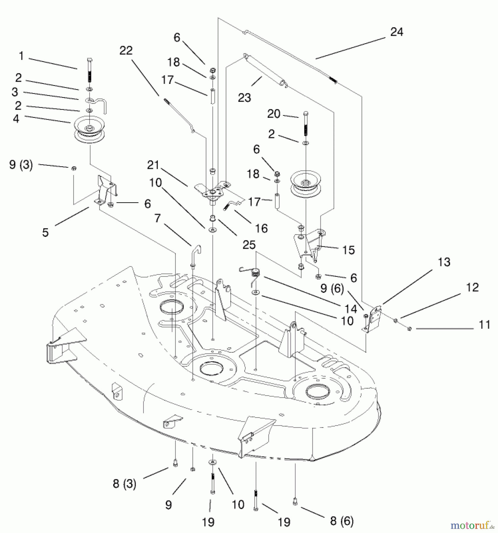  Toro Neu Mowers, Lawn & Garden Tractor Seite 1 77106 (17-44H) - Toro 17-44H Lawn Tractor, 2000 (200000001-200999999) IDLER & BRAKE ASSEMBLY